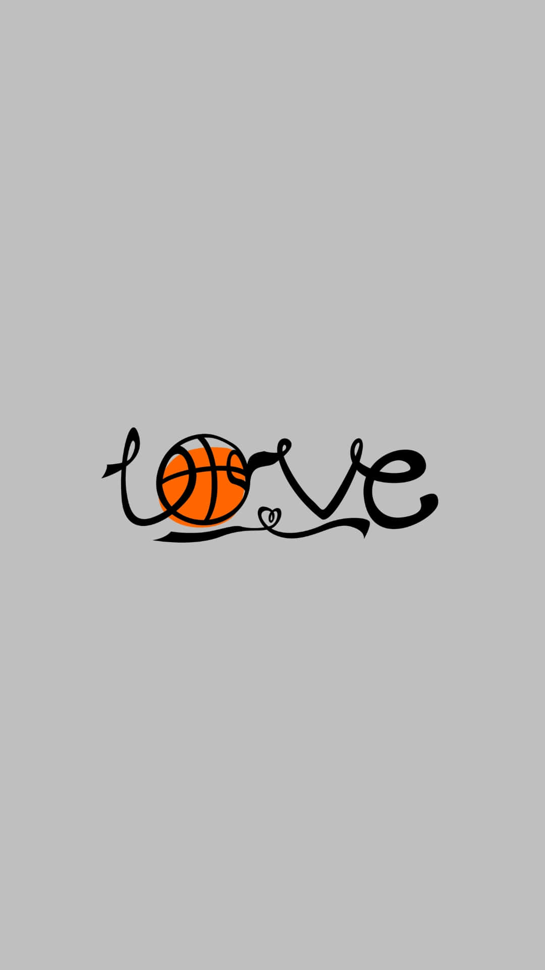  壁紙 — 灰色背景上，以籃球代替字母 O、心形代替字母 I 上的一點的「love」字樣。