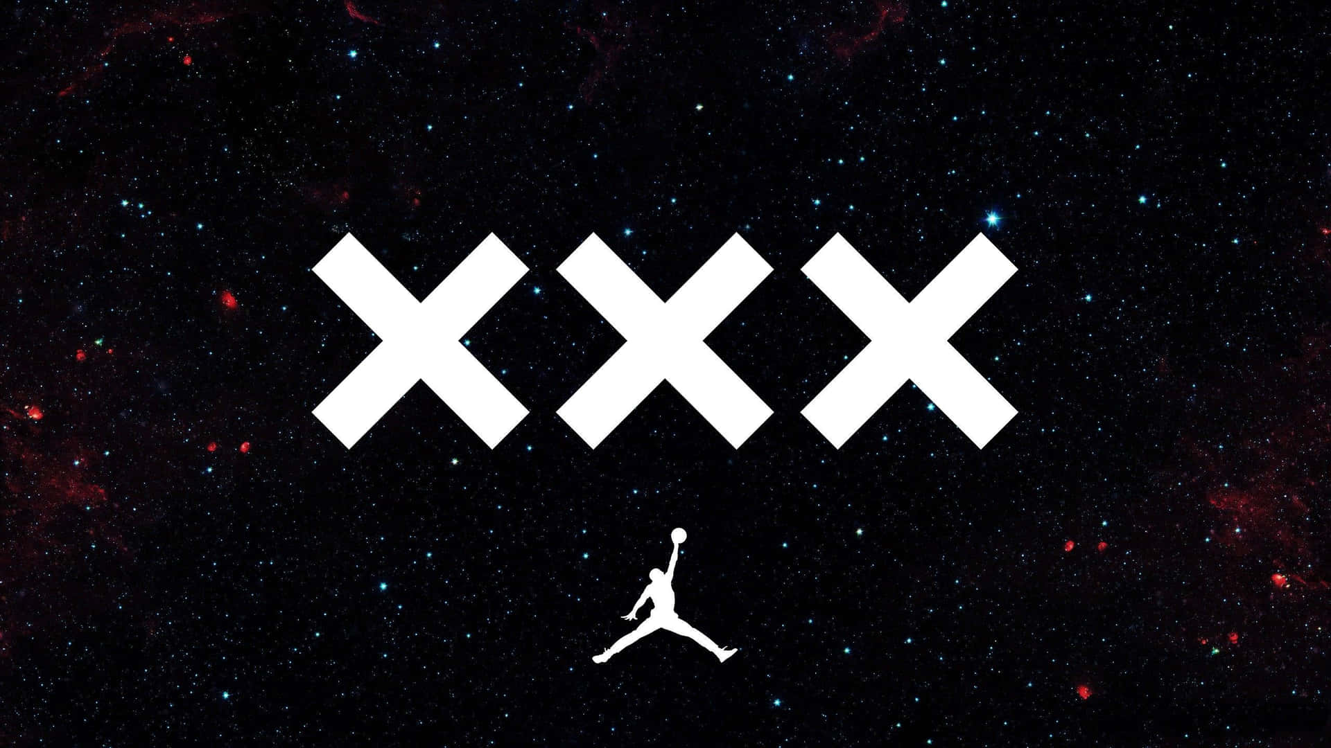 三個白色X和Jumpman標誌在繁星點點的夜空下。 — Jordan Logo 壁紙