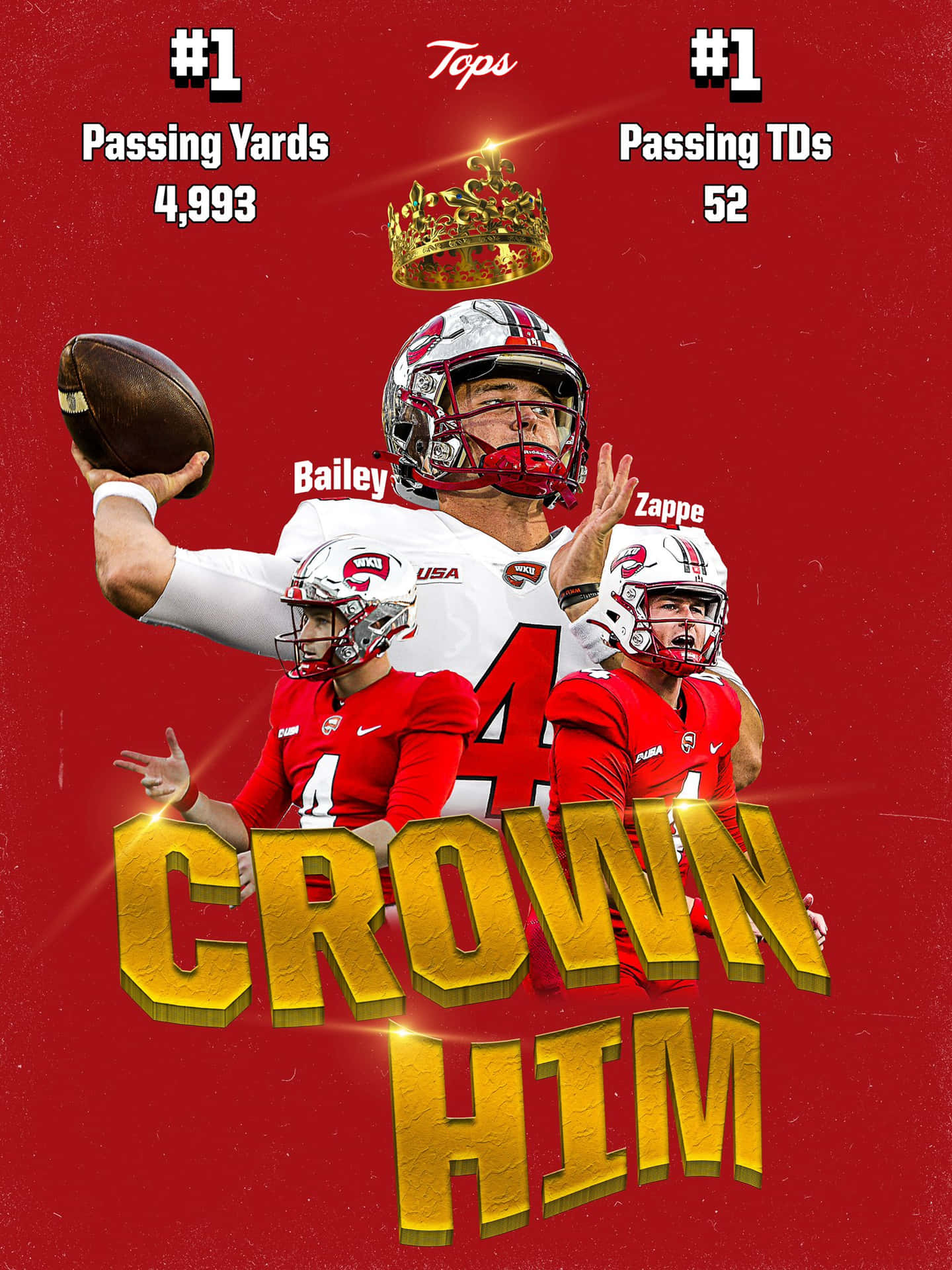  壁紙 — 三名身穿紅白裝備的美式足球員，在鮮紅色背景前，手持金色皇冠並配上「CROWN HIM」文字慶祝。
