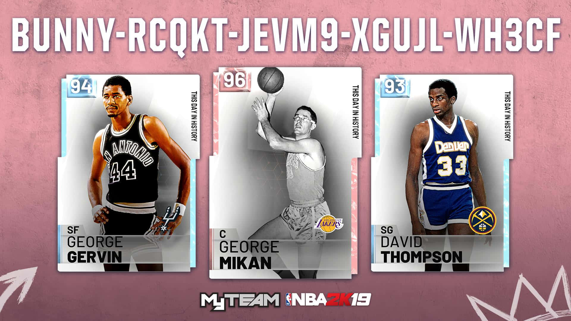 來自 MyTeam NBA 2K19 遊戲的三張復古NBA球員卡。 — NBA 壁紙