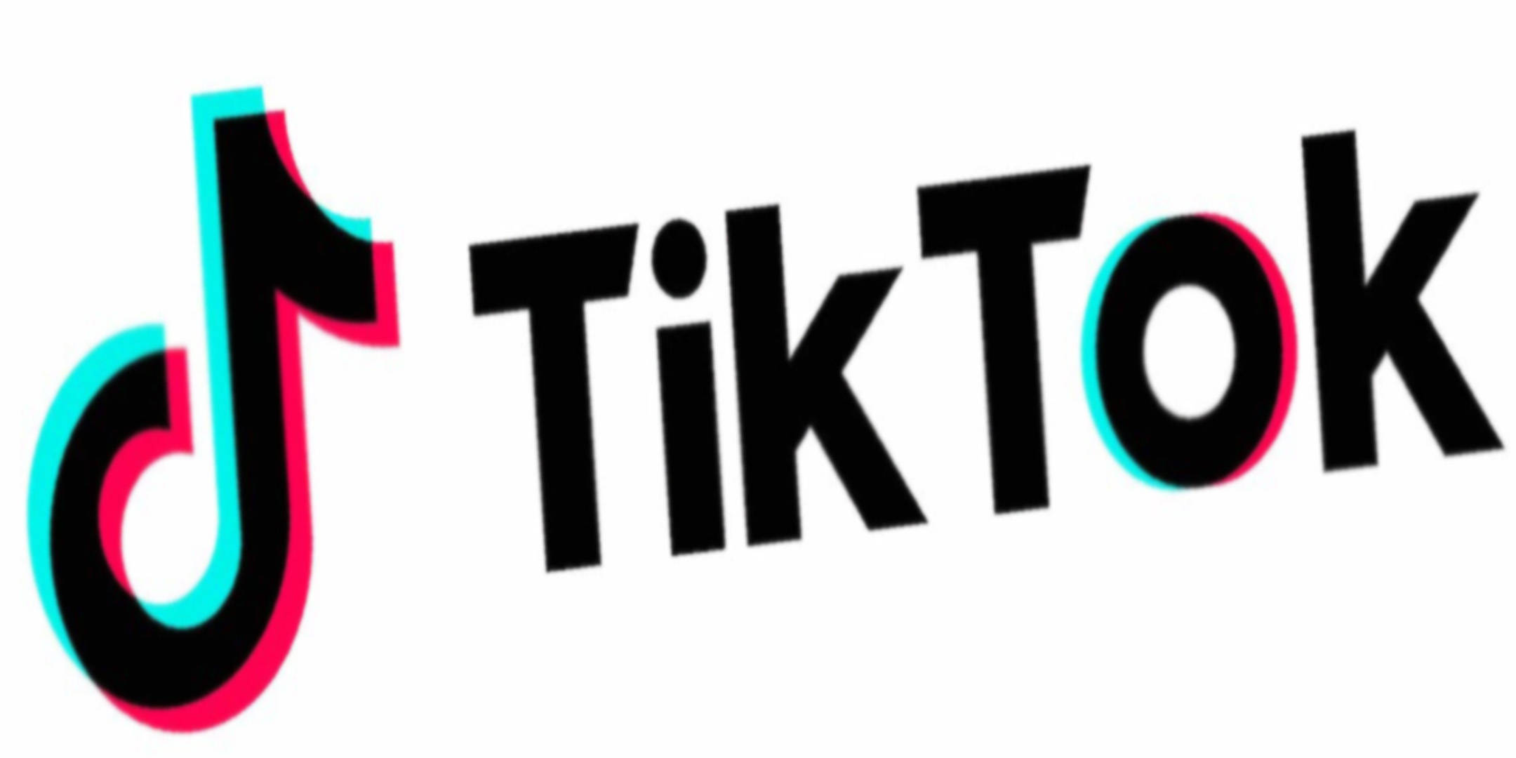 TikTok 動圖 桌布 壁紙 — TikTok 標誌，黑色文字和彩色音符圖示，白色背景。