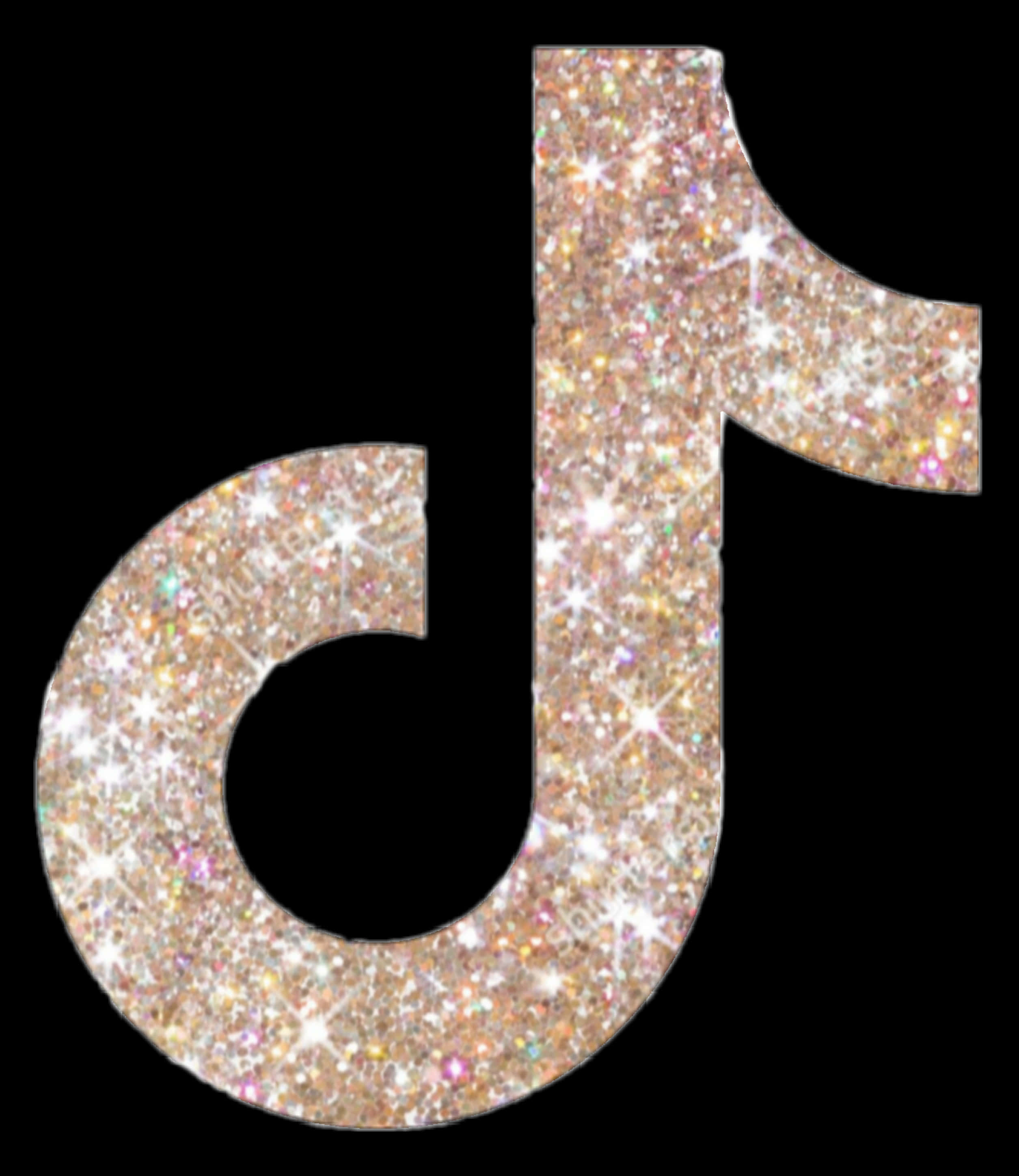 閃爍 桌布 壁紙 — TikTok 標誌以閃爍亮片呈現在純黑色背景上。