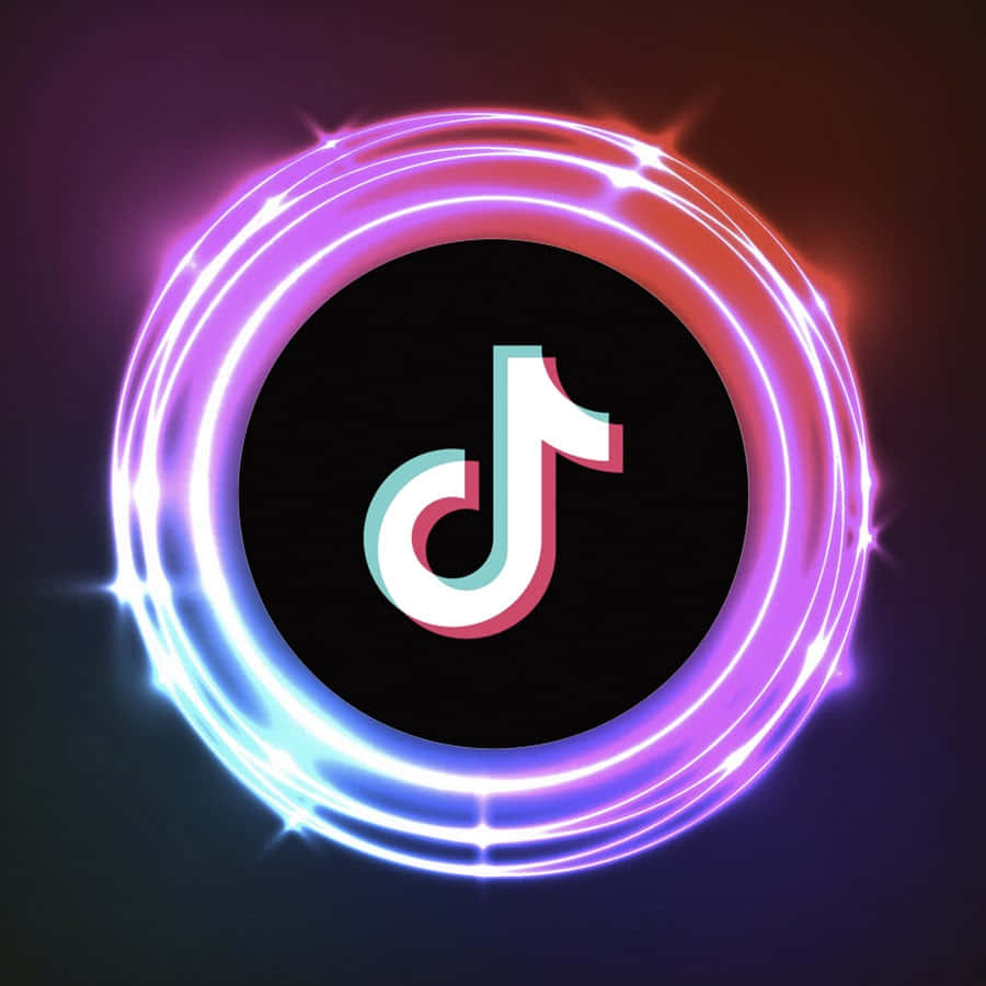 TikTok 動圖 桌布 壁紙 — TikTok 標誌在深色漸變背景上散發著充滿活力的霓虹光環。