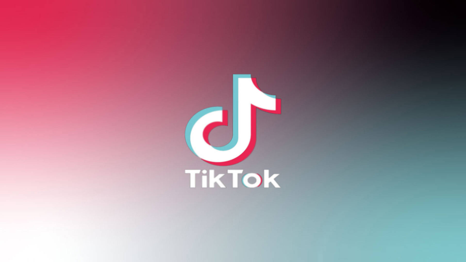 TikTok 動圖 桌布 壁紙 — TikTok 標誌居中於由粉紅色漸變至青綠色的背景上。