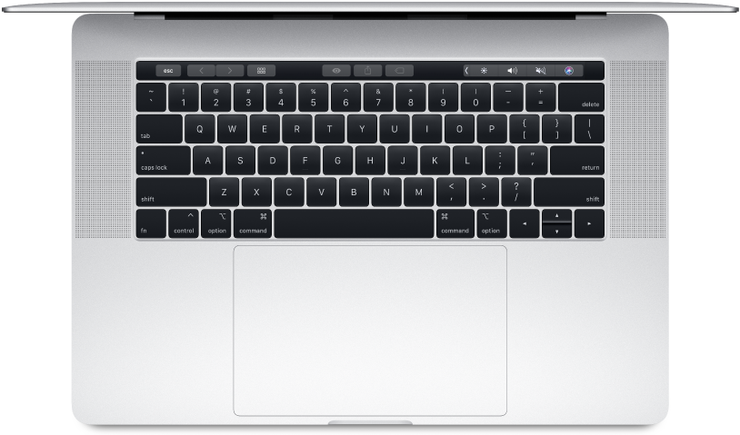 黑色背景上的銀色筆記型電腦鍵盤和觸控板 — Macbook Pro 壁紙