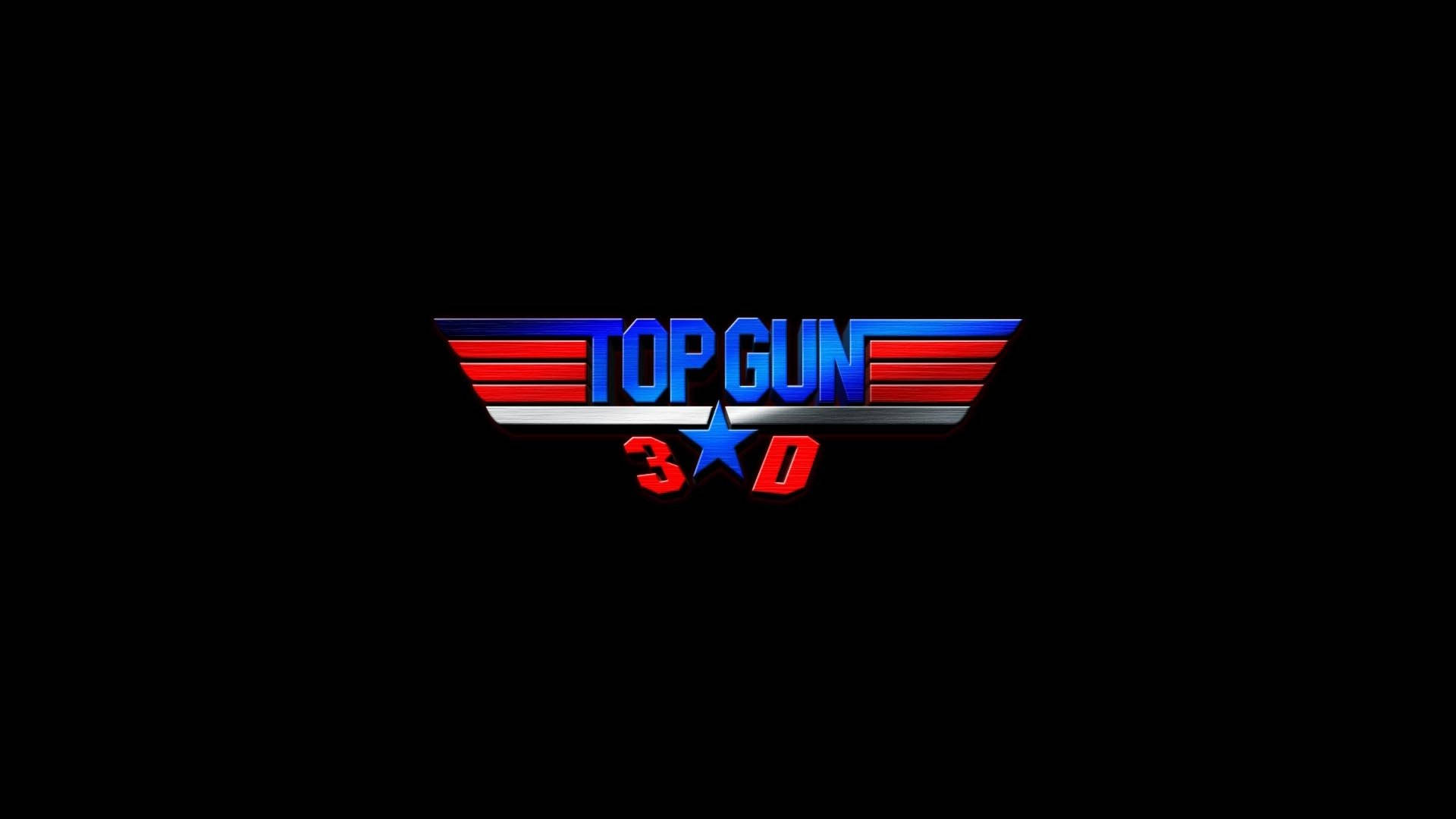 Top Gun 3D 電影標誌，黑色背景上帶有紅、藍、銀色翅膀 — 捍衛戰士：獨行俠 壁紙