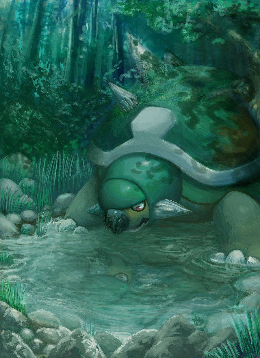 Torterra 注視水坑 — 寶可夢 壁紙