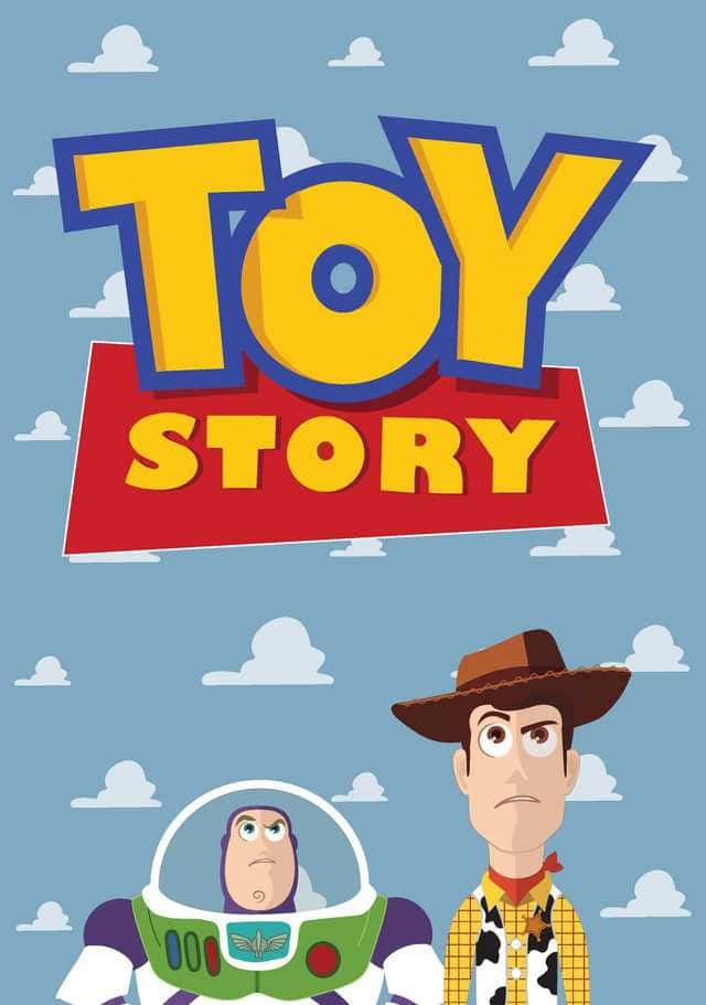 Toy Story 角色巴斯光年與胡迪在藍天白雲下。 — 玩具總動員 GIF 壁紙
