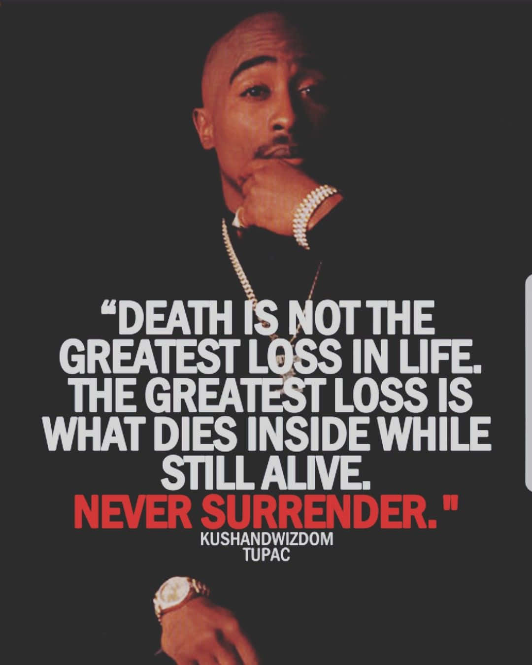 Tupac Shakur 附有永不投降的引言 — Tupac GIF 壁紙