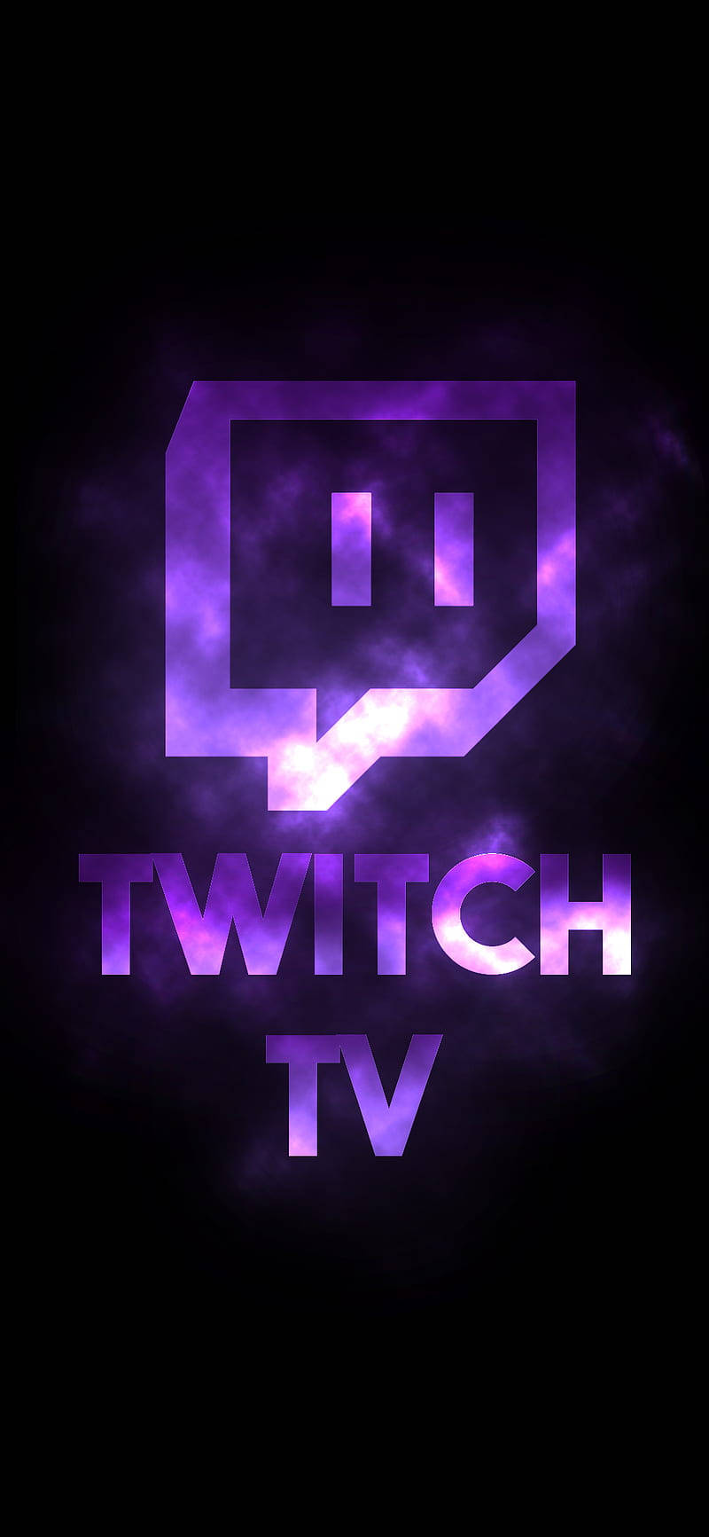 Twitch 1080 桌布 壁紙 — Twitch TV 標誌在黑暗煙霧背景中散發鮮豔紫色光芒。