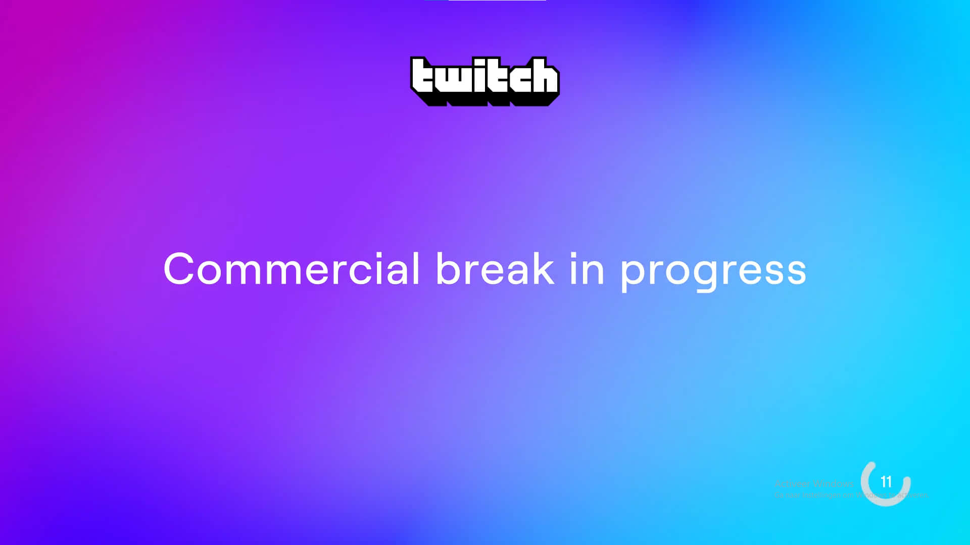 Twitch 廣告中斷畫面，帶有漸變背景和倒數計時器。 — 影片 GIF 壁紙