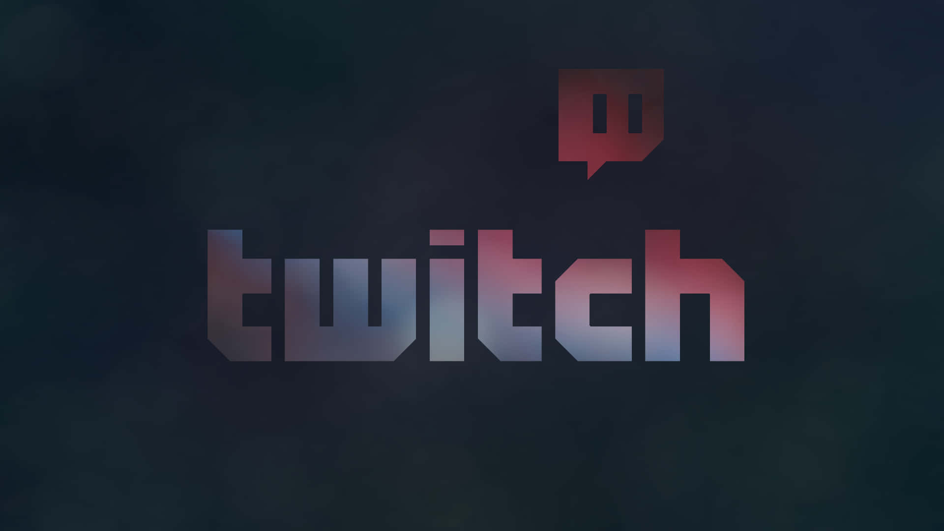 Twitch 桌布 壁紙 — Twitch 標誌，帶有漸變紅色和藍色文字，背景為深色紋理。