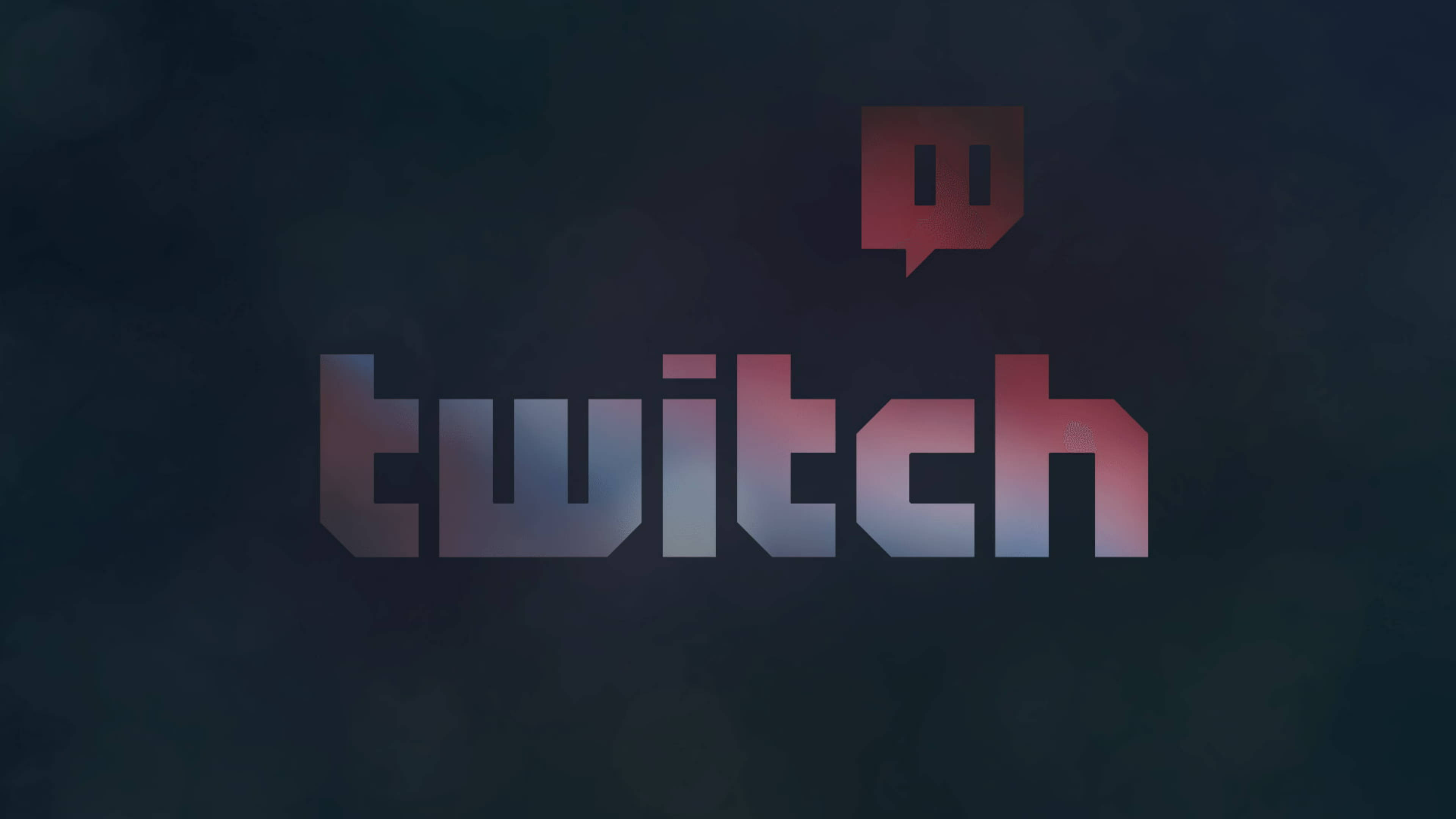 Twitch 桌布 壁紙 — Twitch 標誌，帶有紅色和藍色漸變文字，位於深色紋理背景上。