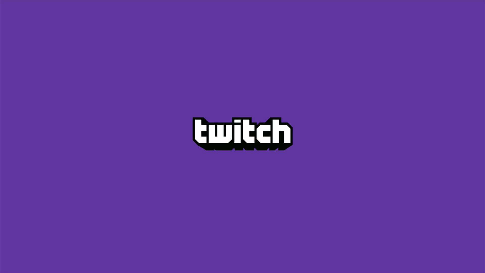 桌布 壁紙 — Twitch 標誌以粗體白色像素字體居中顯示在純紫色背景上。