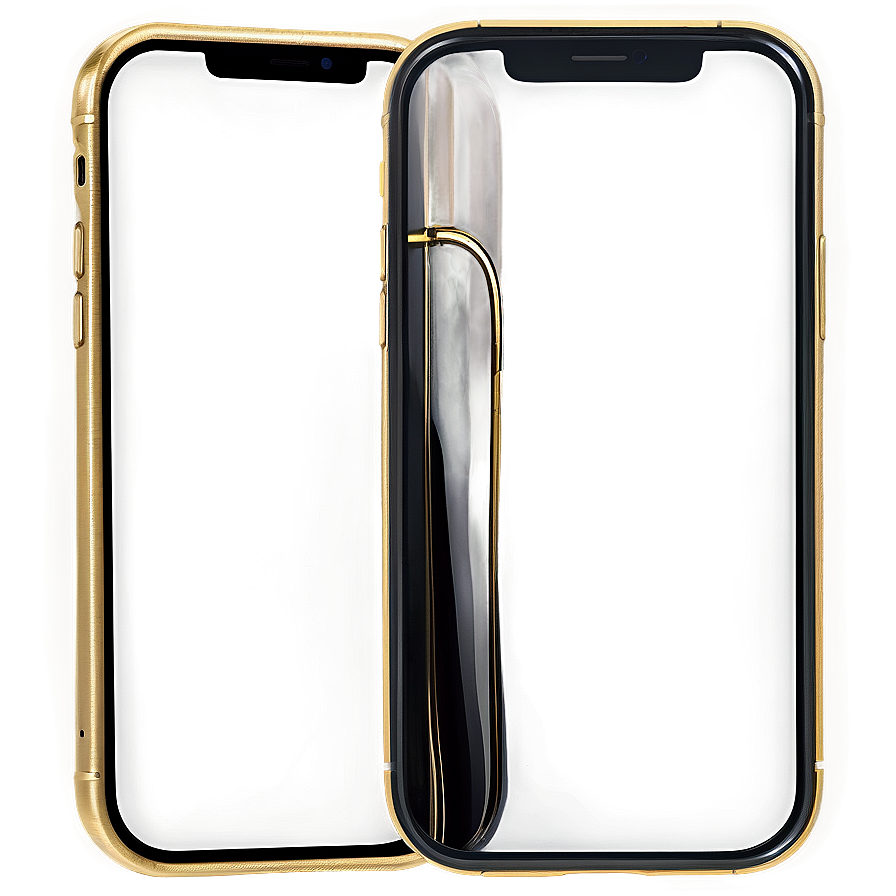 兩支金色智慧型手機，正在貼上保護膜。 — iPhone 11 壁紙