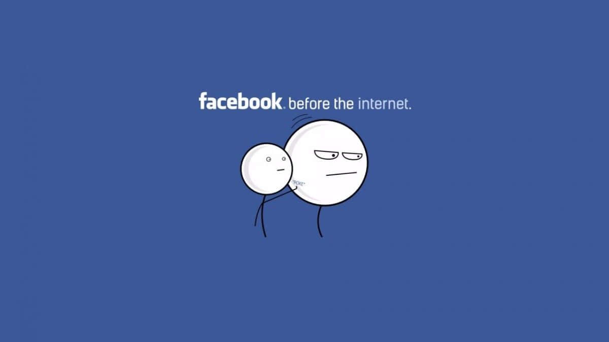 兩個卡通人物帶著惱怒的表情，藍色背景上寫著 'facebook before the internet' — Meme 壁紙