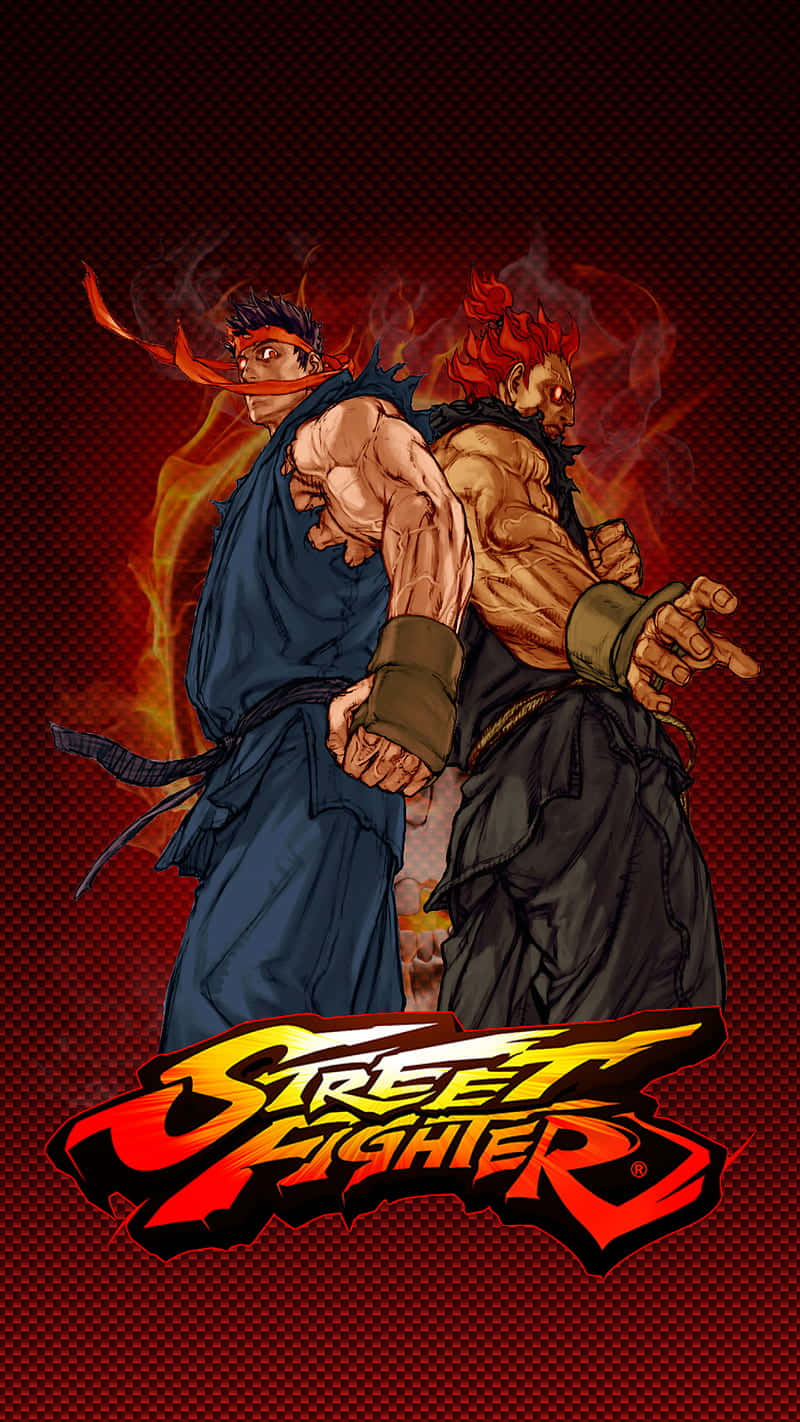 兩名動漫戰士在戰鬥中，身後有火焰和 Street Fighter 標誌。 — Fire Emblem Warriors 壁紙