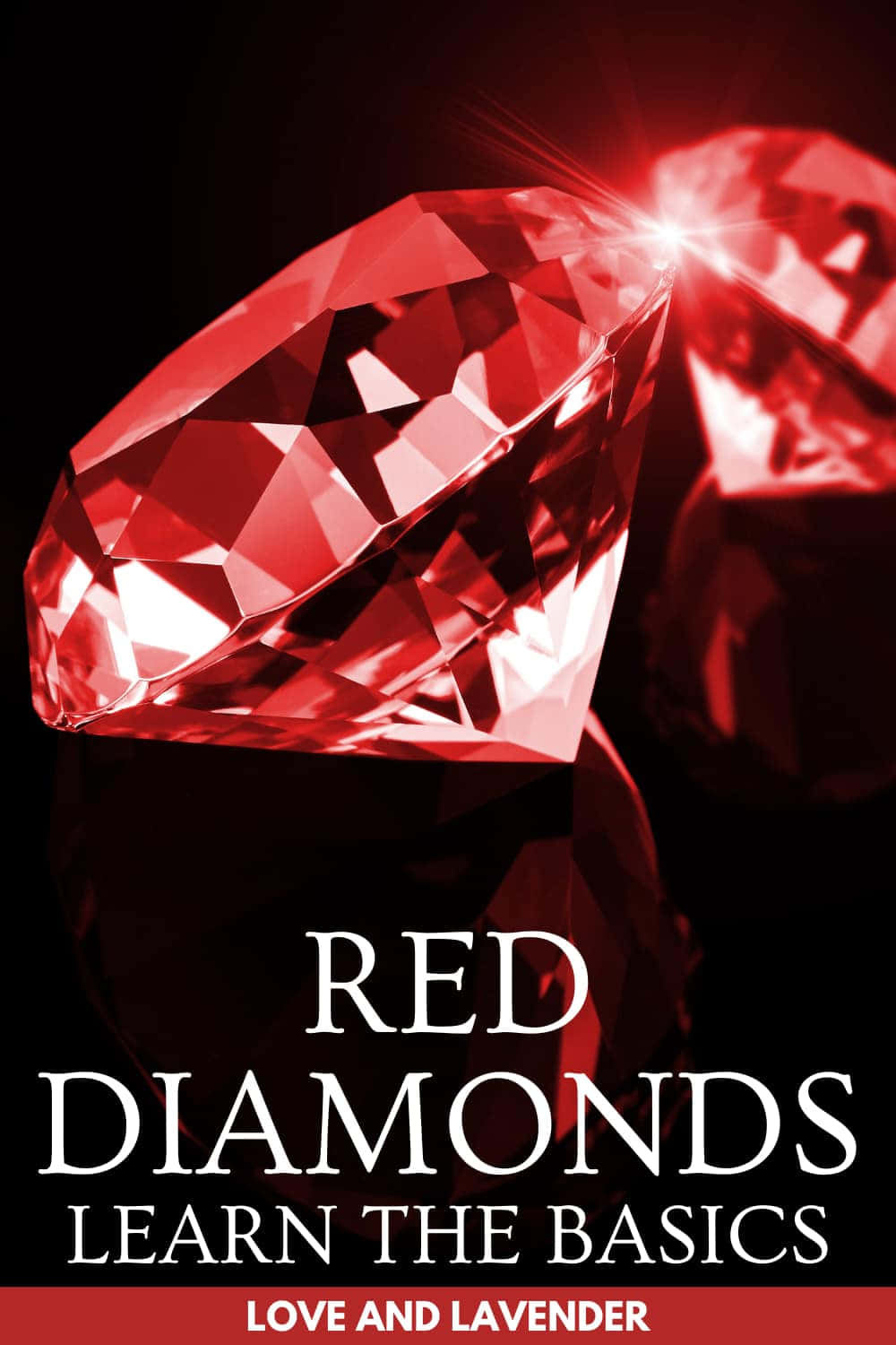 Red Diamond 桌布 壁紙 — 兩顆閃耀的紅鑽石在黑色背景上閃爍著鋒利的切面，其中一顆散發出明亮的光線。