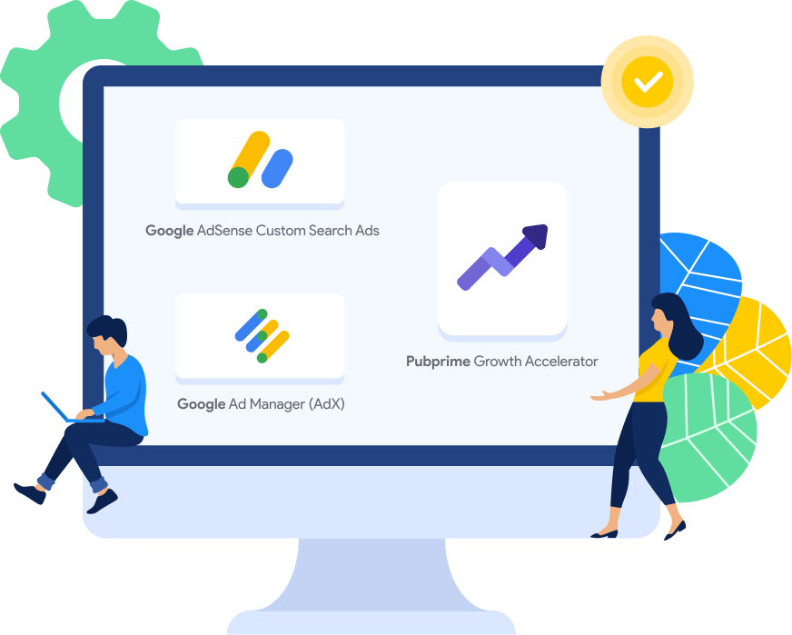 兩個人在大螢幕上使用數位廣告工具。 — Google 壁紙