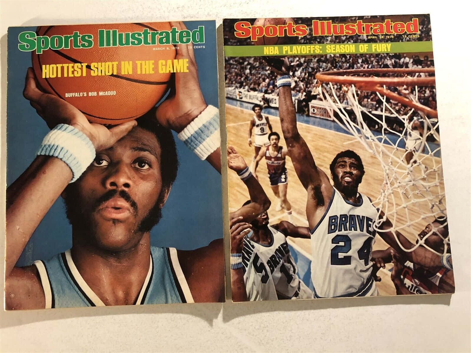 兩張復古《Sports Illustrated》雜誌封面， featuring 籃球運動員Bob McAdoo。 — NBA 壁紙