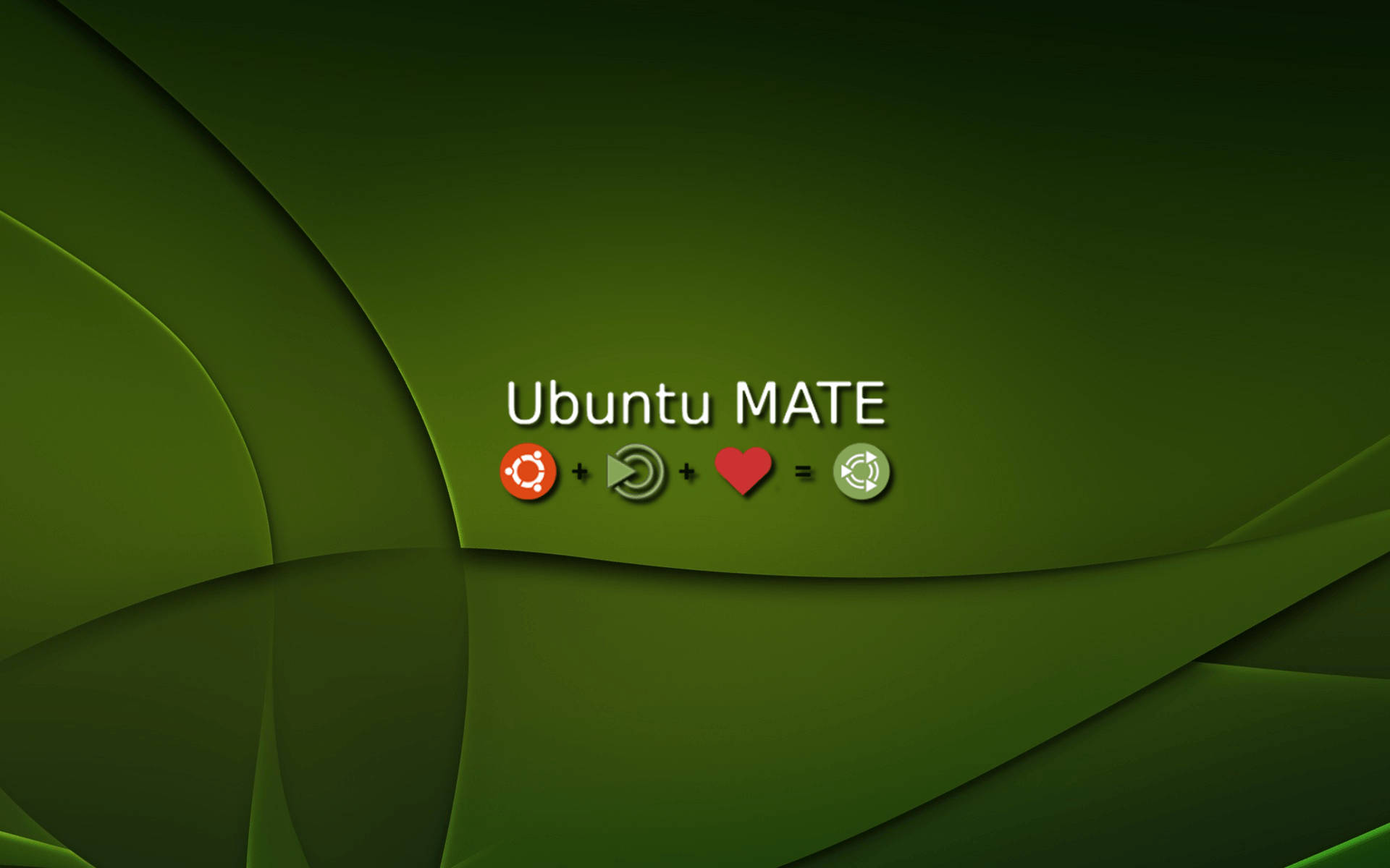 ubuntu 桌布 壁紙 — Ubuntu MATE 標誌居中於漸變綠色抽象背景上，帶有流動彎曲形狀。