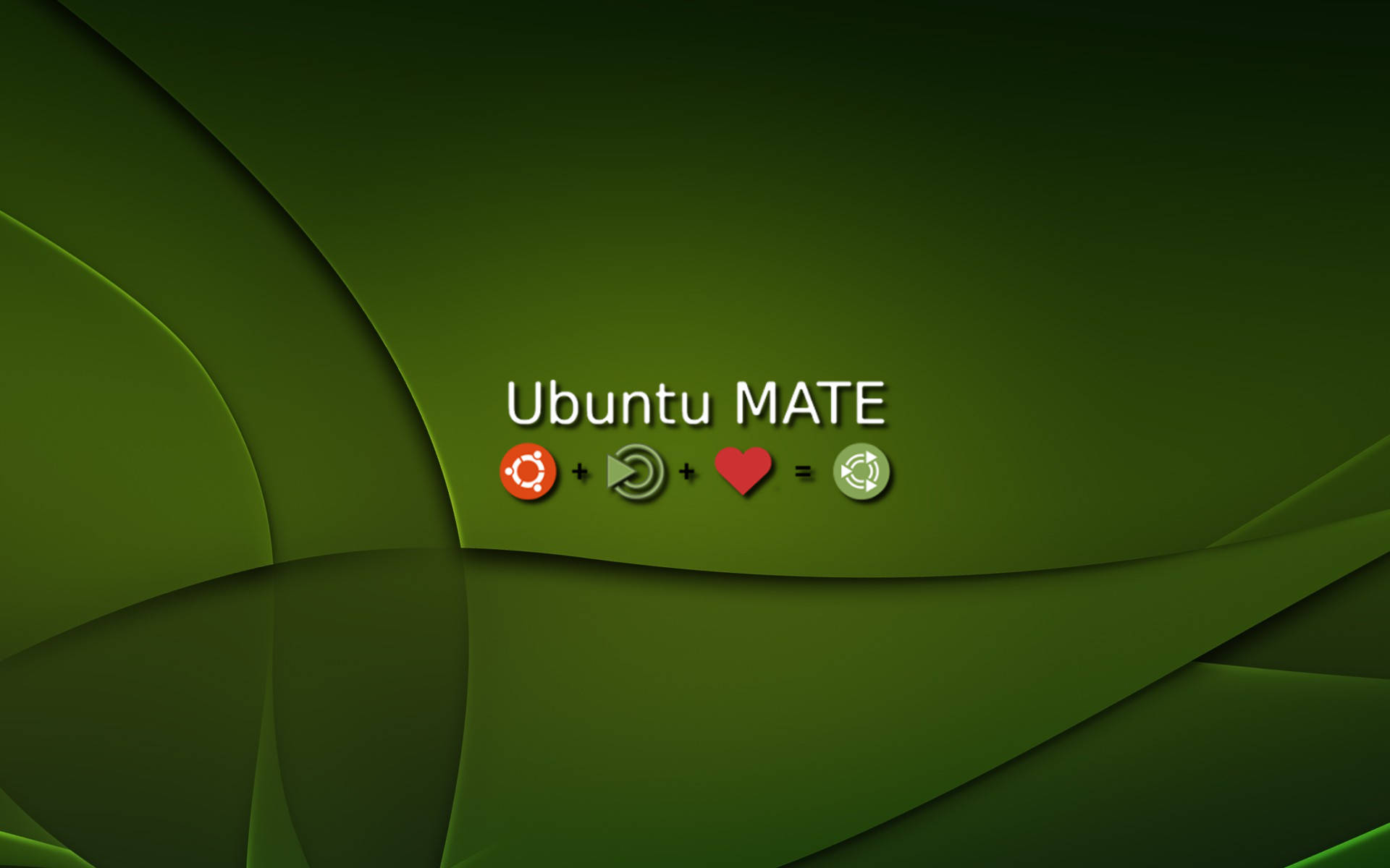 標誌 桌布 壁紙 — Ubuntu MATE 標誌居中於平滑漸變綠色抽象背景上，帶有流動的彎曲形狀。