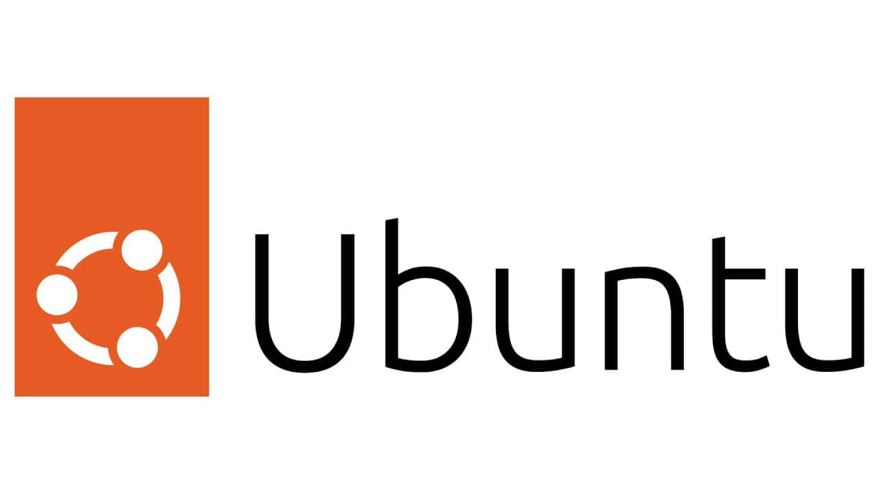 ubuntu 桌布 壁紙 — Ubuntu 標誌，橙色正方形，白色圓形符號，白色背景上的黑色文字。