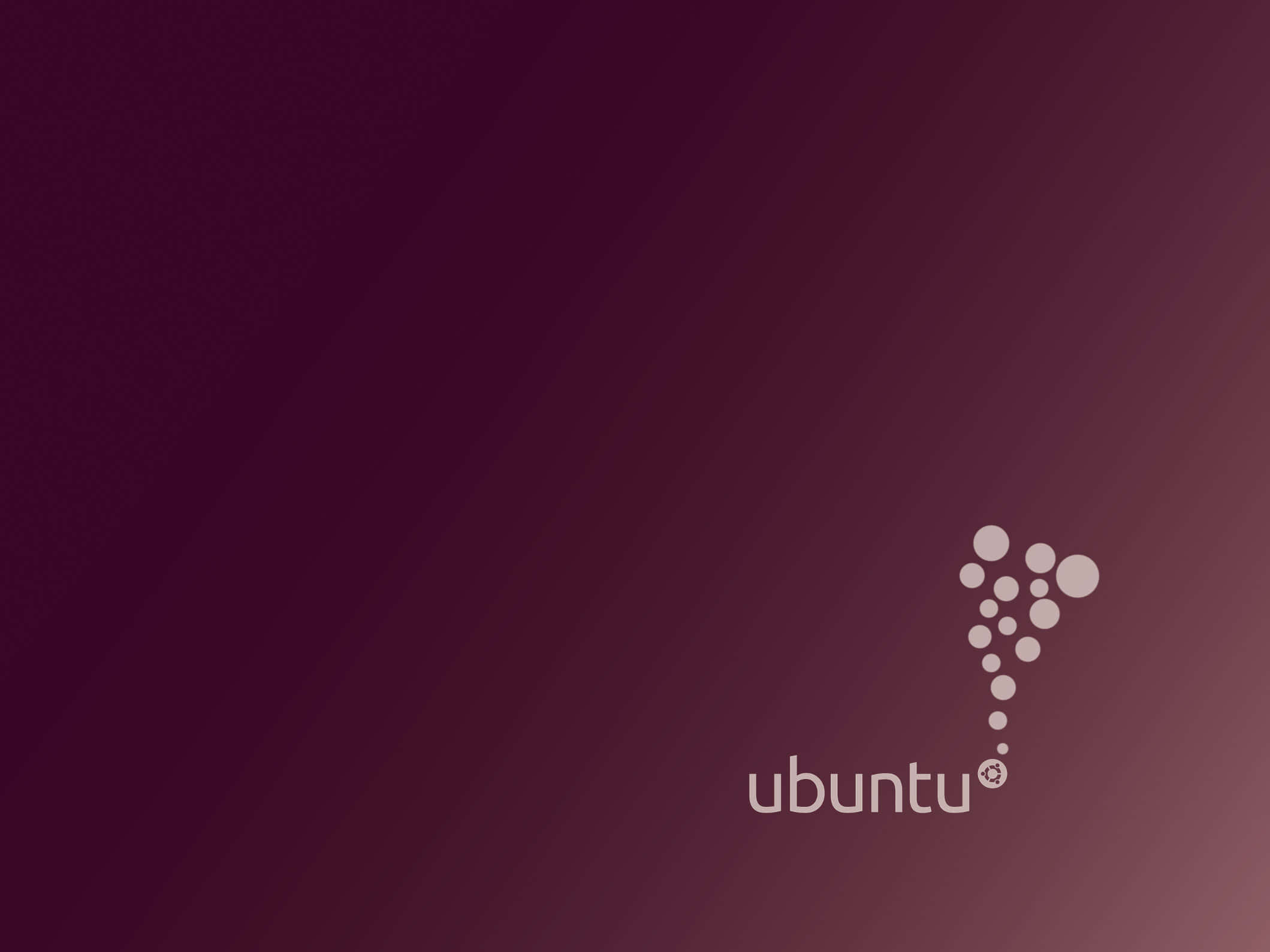 ubuntu 桌布 壁紙 — Ubuntu 標誌以白色圓點呈現，背景為帶有對角線條紋的紫色漸變色。