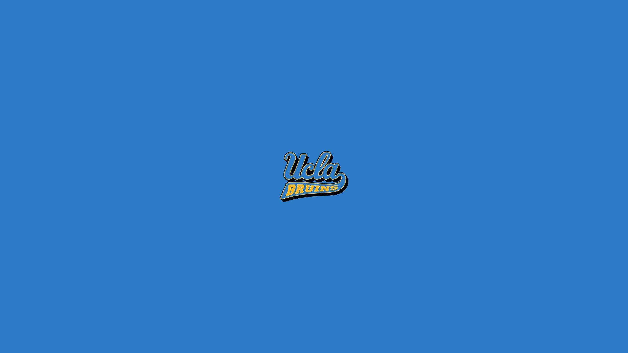藍色 桌布 壁紙 — UCLA Bruins 標誌居中於純藍色背景上，帶有粗體黃色和黑色字體。