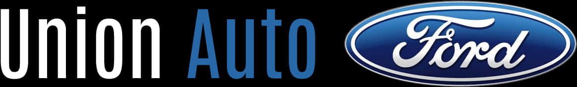 Ford Logo 桌布 壁紙 — Union Auto 和 Ford 標誌並排顯示在黑色背景上。
