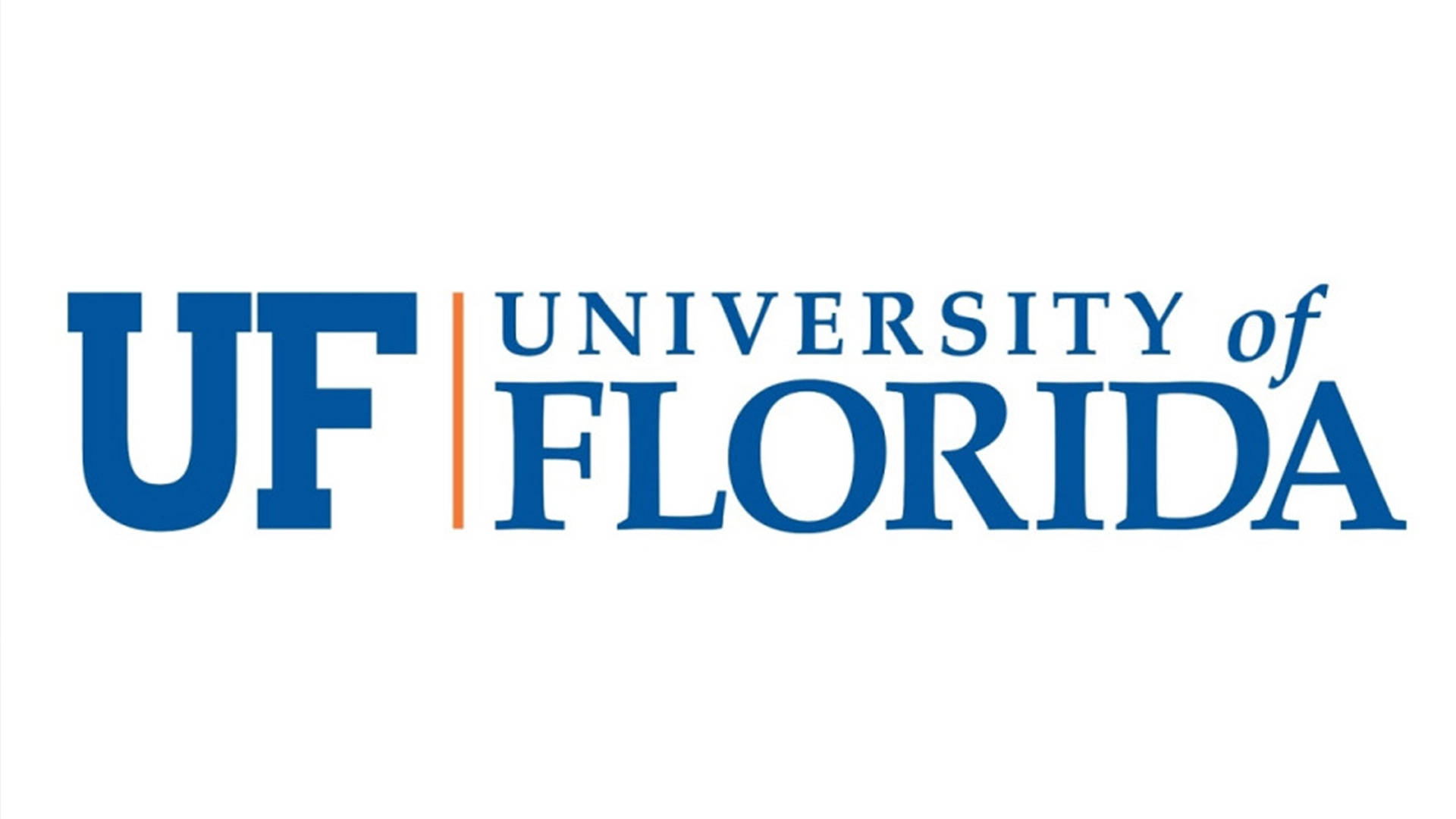 學校 桌布 壁紙 — University of Florida 標誌，白色背景上有粗體藍色 UF 字母和橙色垂直條。