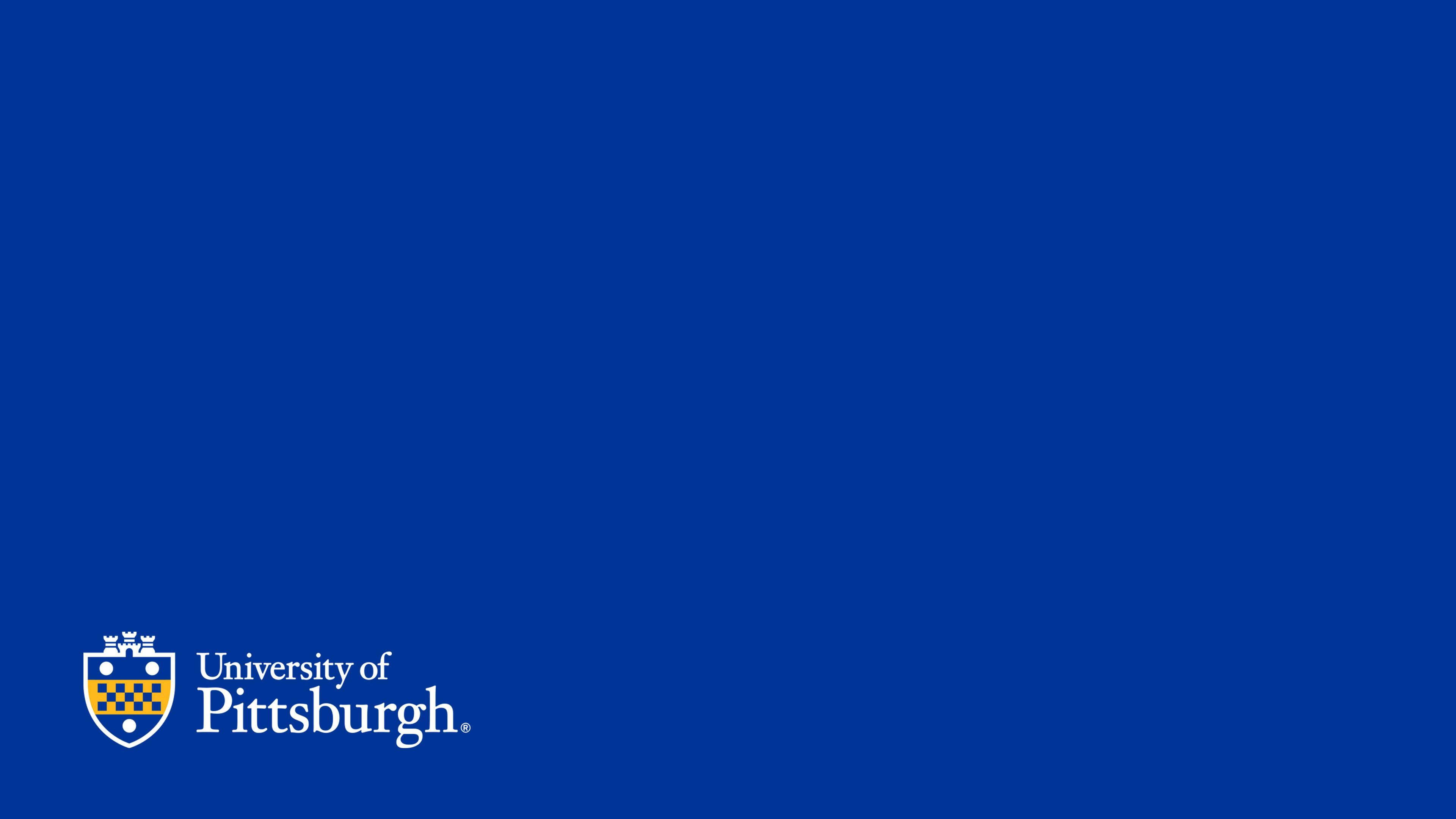 學校 桌布 壁紙 — University of Pittsburgh 標誌，白色和金色，置於純皇家藍色背景上。