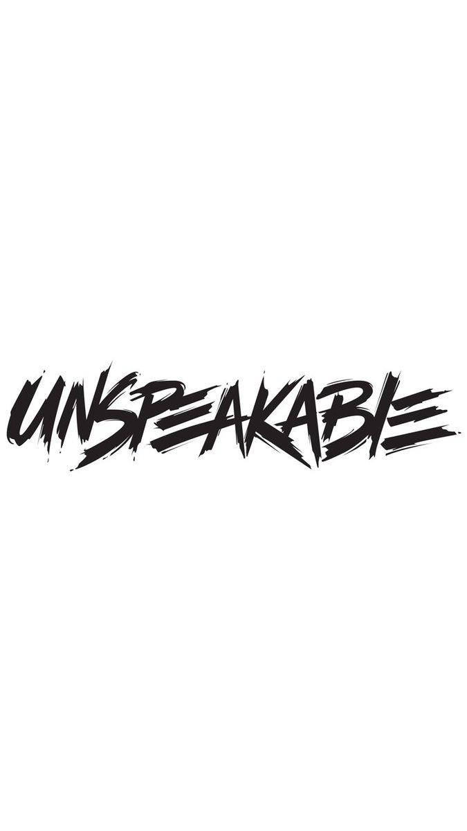 遊戲 桌布 壁紙 — 「unspeakable」一詞以粗體、鋸齒狀的黑色刷字字體居中顯示在純白背景上。