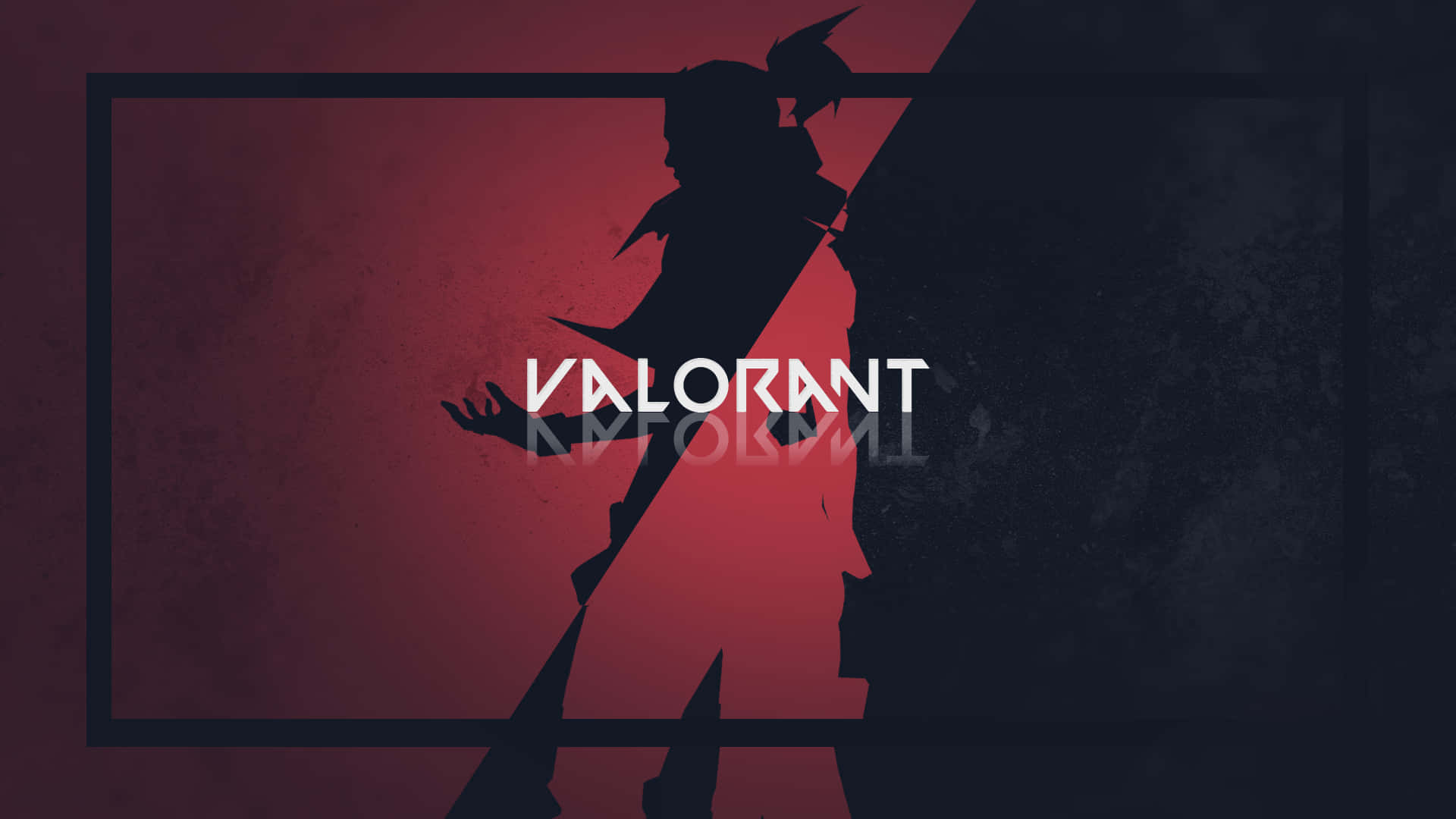 Valorant遊戲標誌，在紅色和深色背景上有特工剪影 — Valorant 壁紙