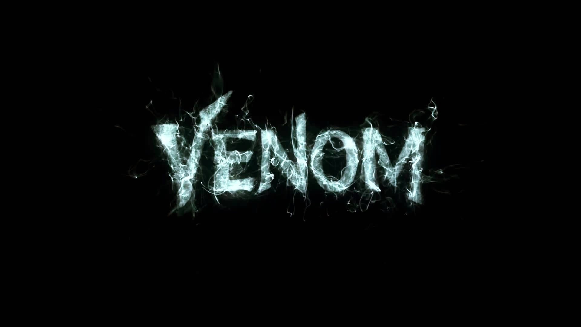 猛毒 桌布 壁紙 — 「Venom」一詞在黑色背景上發出電光藍色的能量，劈啪作響，充滿超自然力量。