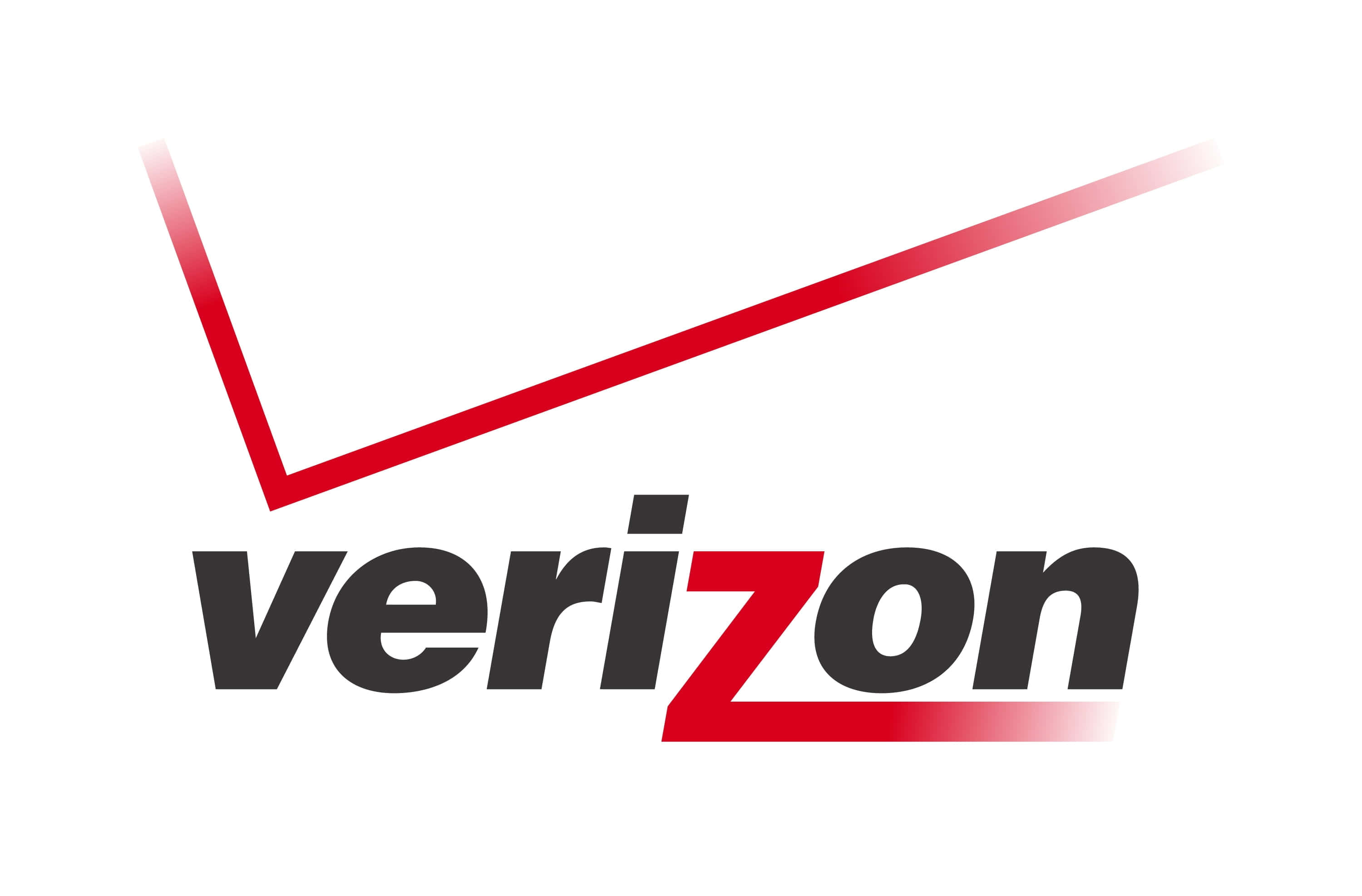 威訊 桌布 壁紙 — Verizon 標誌以白色背景上的粗體黑色文字為特色，上方有一個紅色勾號，下方有一條紅色底線。
