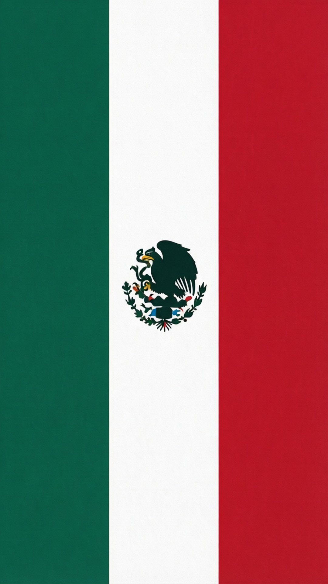 Minimalist Flag Design 壁紙 — 墨西哥垂直三色旗，有綠色、白色和紅色條紋，中央有仙人掌上的鷹國家徽章。