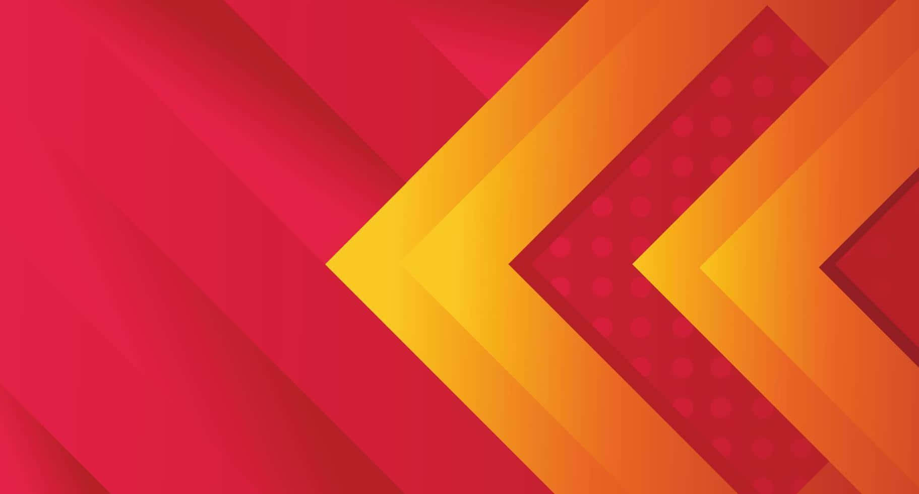  壁紙 — 充滿活力的抽象幾何人字形圖案，以紅色、橙色和黃色呈現，創造出動感的現代數位圖案。