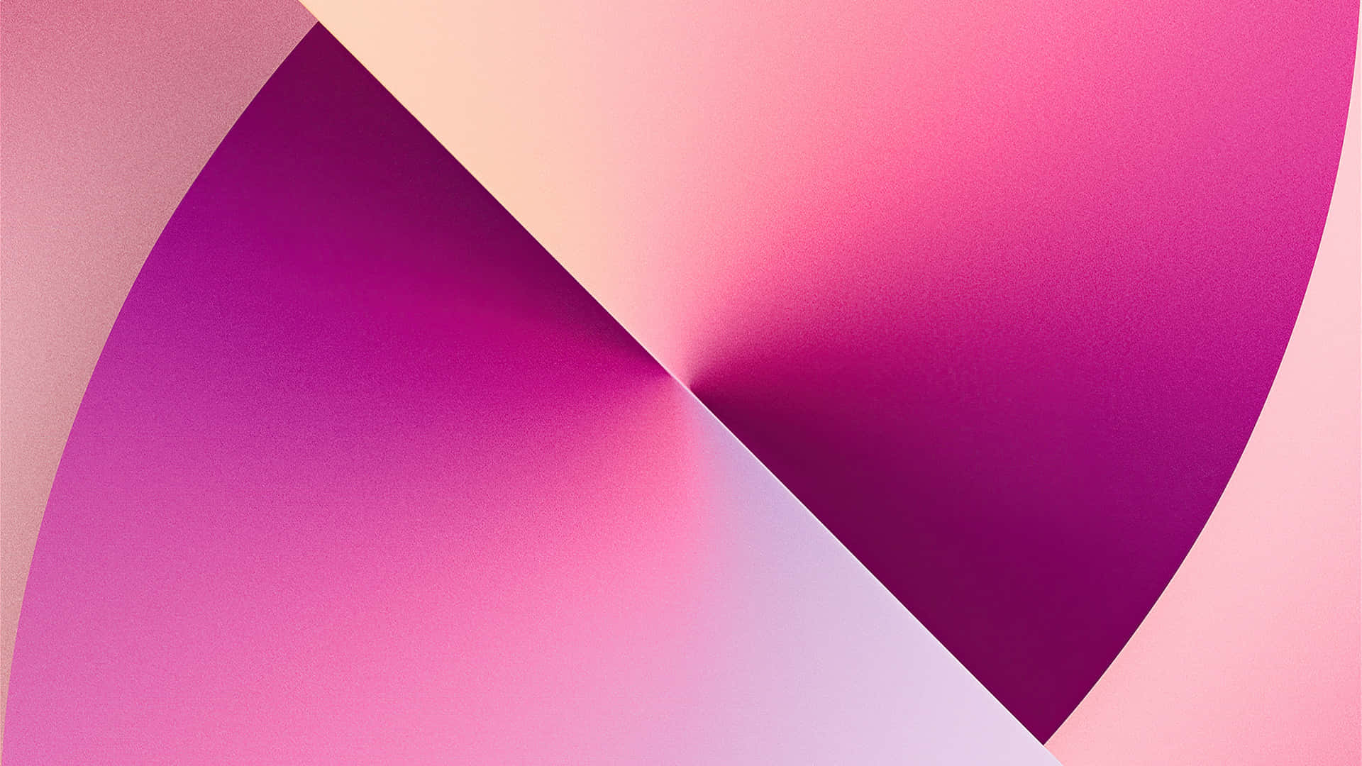  壁紙 — 充滿活力的抽象壁紙，帶有粉紅色、紫色和蜜桃色的流動漸變，呈現幾何曲線形狀。
