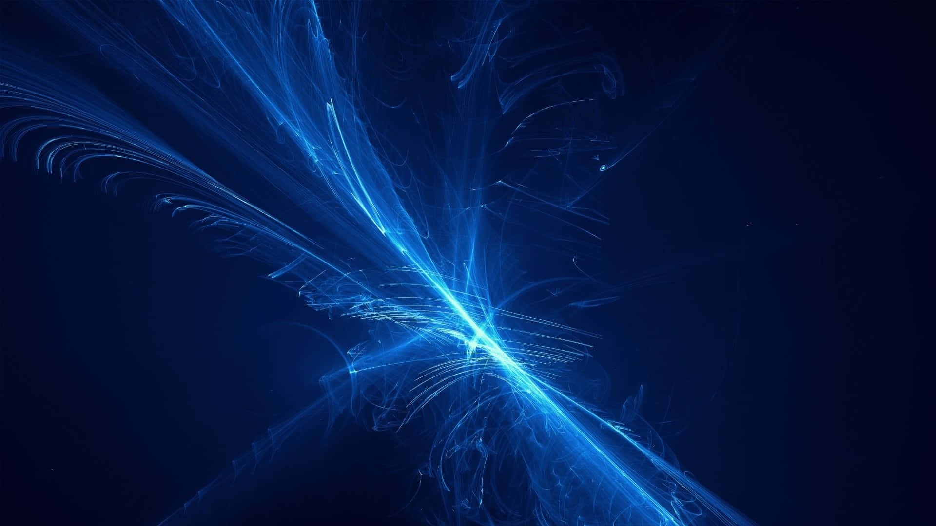  壁紙 — 充滿活力的電藍色能量流在深邃的宇宙黑暗背景上動態爆發。