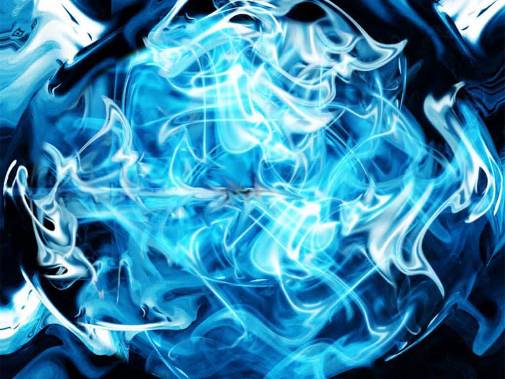  壁紙 — 充滿活力的電光藍色能量在深黑色背景上動態旋轉，營造出宇宙等離子效果。