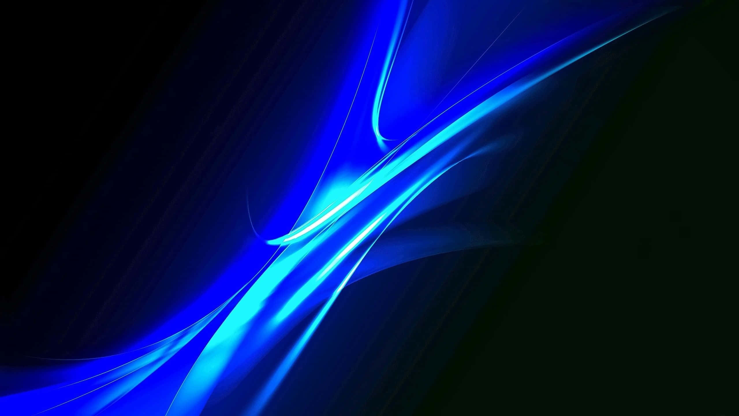 Neon Nature 桌布 壁紙 — 充滿活力的電光藍色光線條在深黑色背景上動態流動，營造出未來主義的抽象光芒。