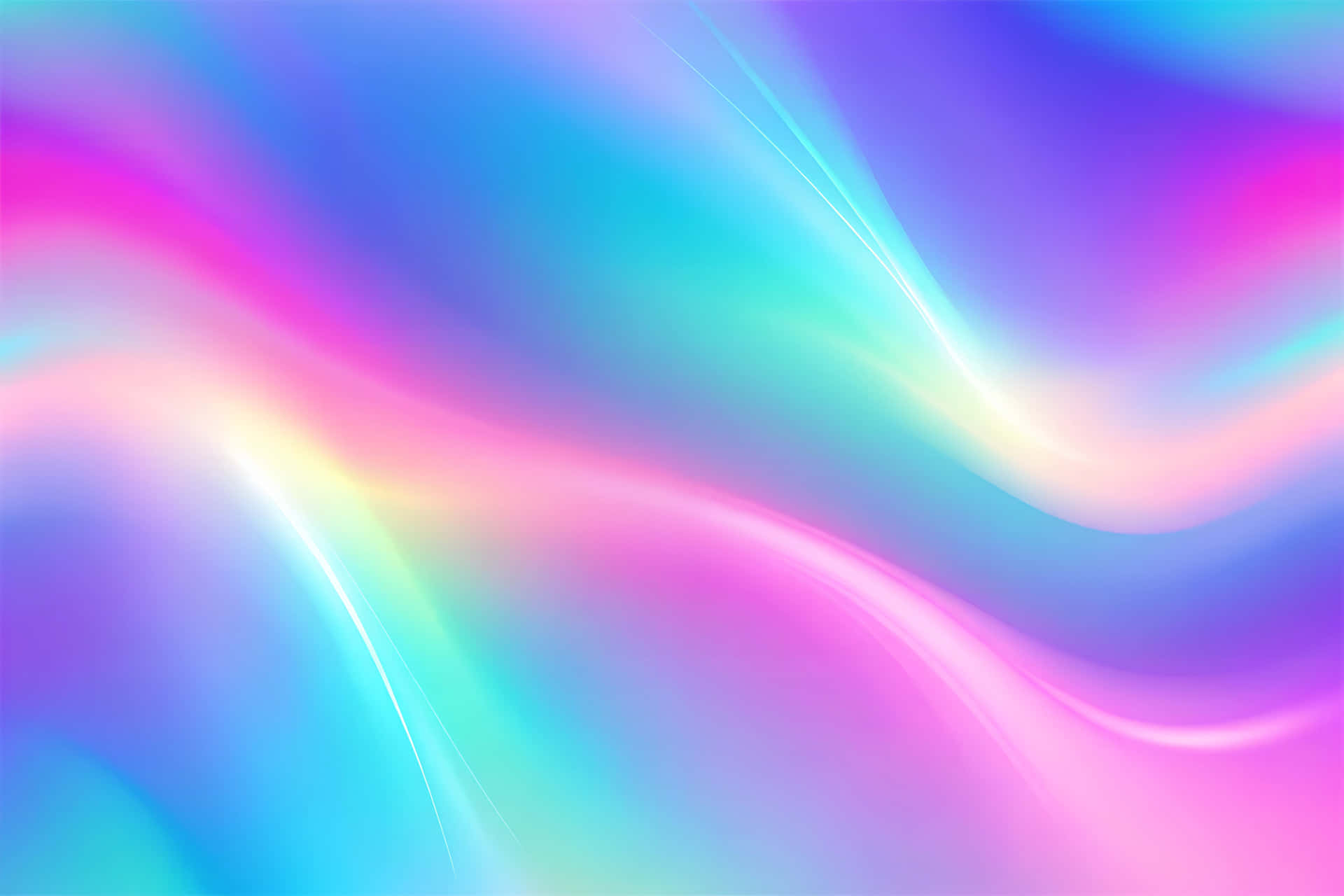 平滑流動的粉紅、藍色和紫色波浪，帶有發光的高光 — Pastel 壁紙