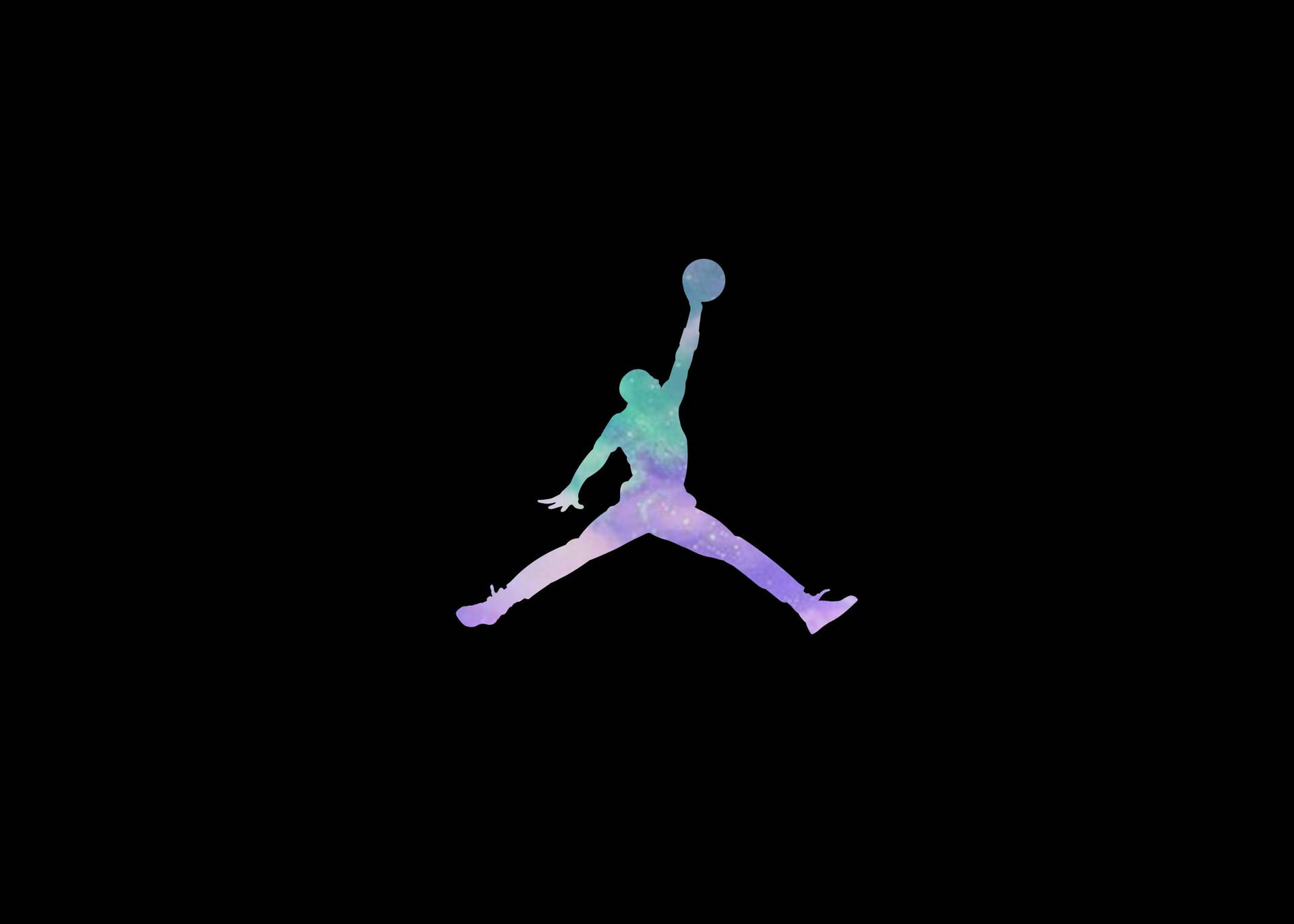 星系漸變籃球運動員剪影跳起灌籃 — Air Jordan 壁紙