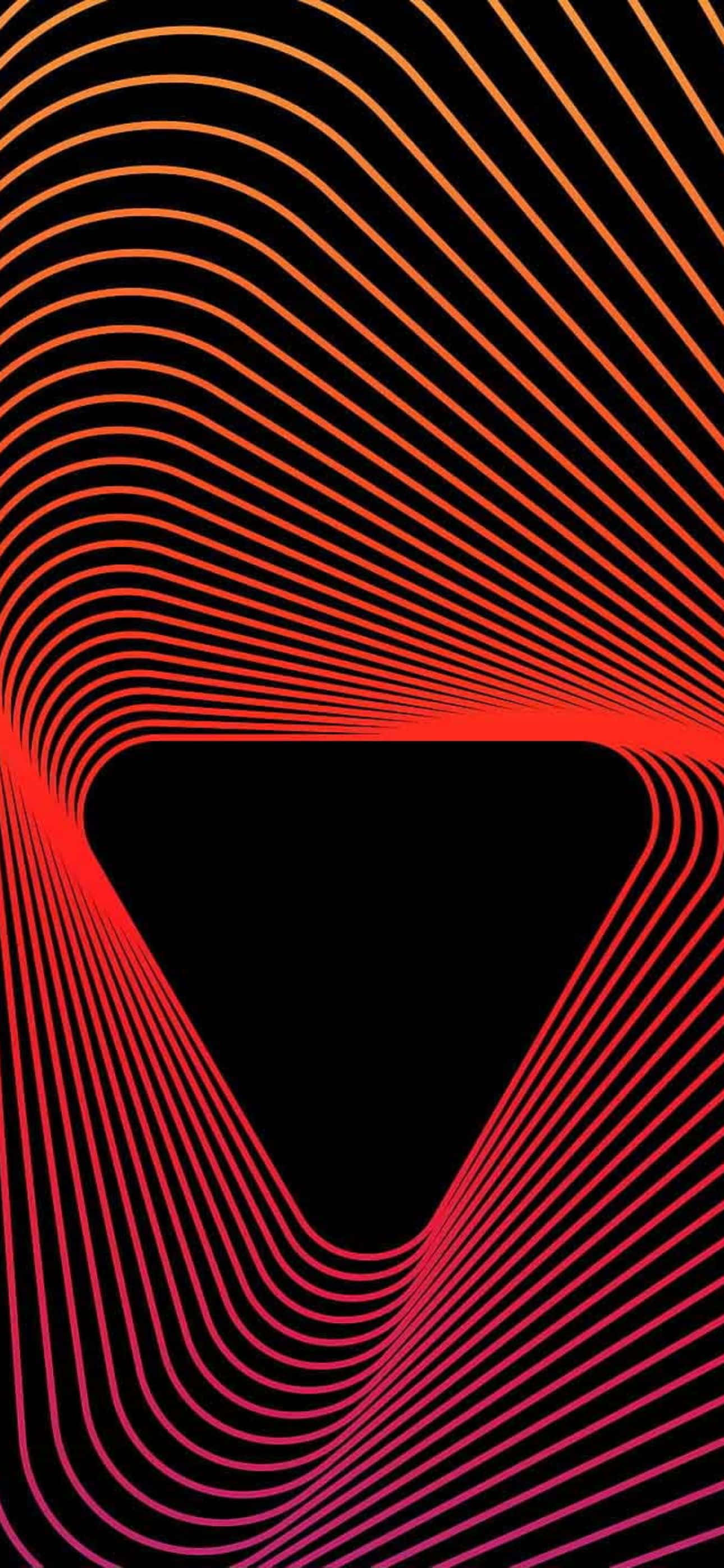 紅色和橙色漸變中匯聚線條的抽象幾何圖案。 — iPhone 12 Pro Max 壁紙