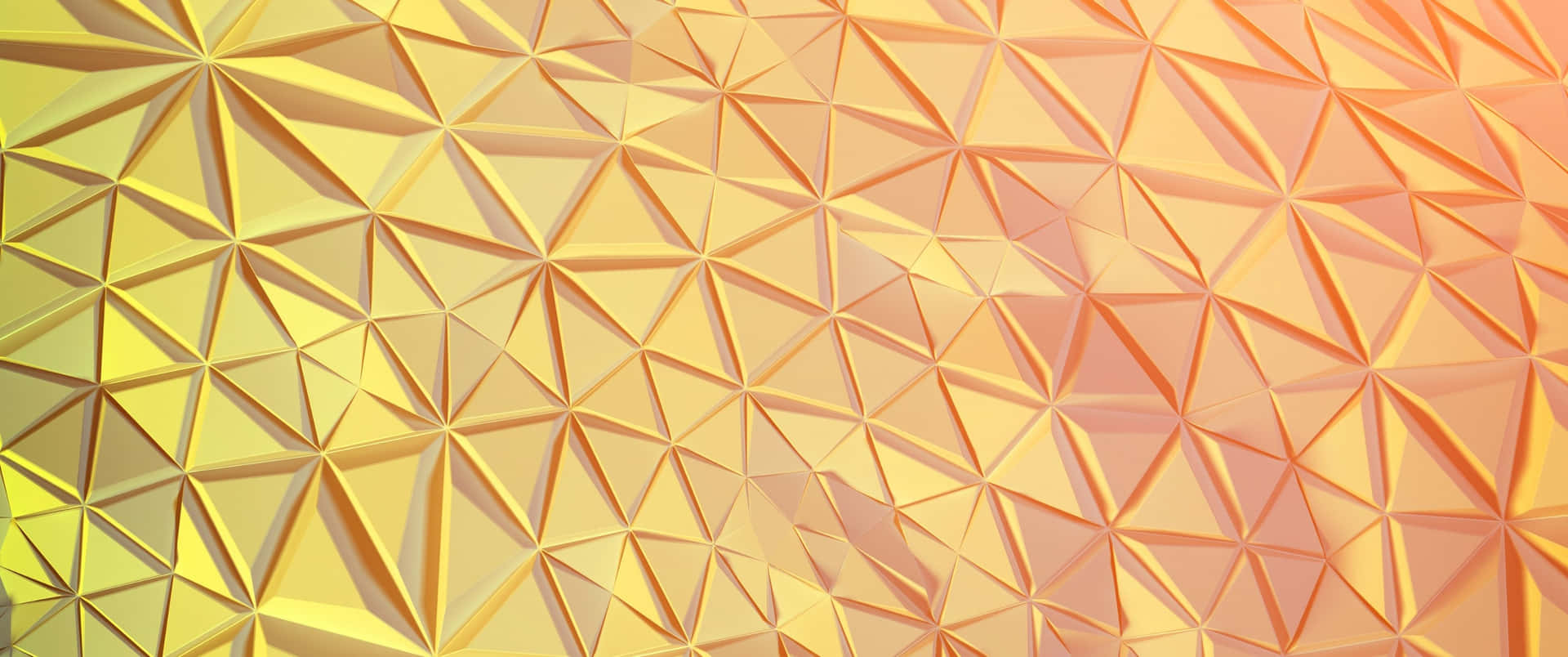 帶有黃色和橙色三角形切面的抽象幾何壁紙。 — 3440X1440 壁紙