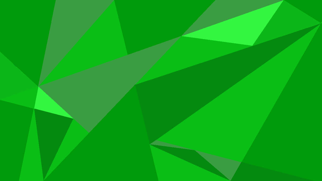 Green Minimalistic 桌布 壁紙 — 充滿活力的綠色幾何三角形形成一個動態的抽象圖案，具有銳利的角度和分層陰影。
