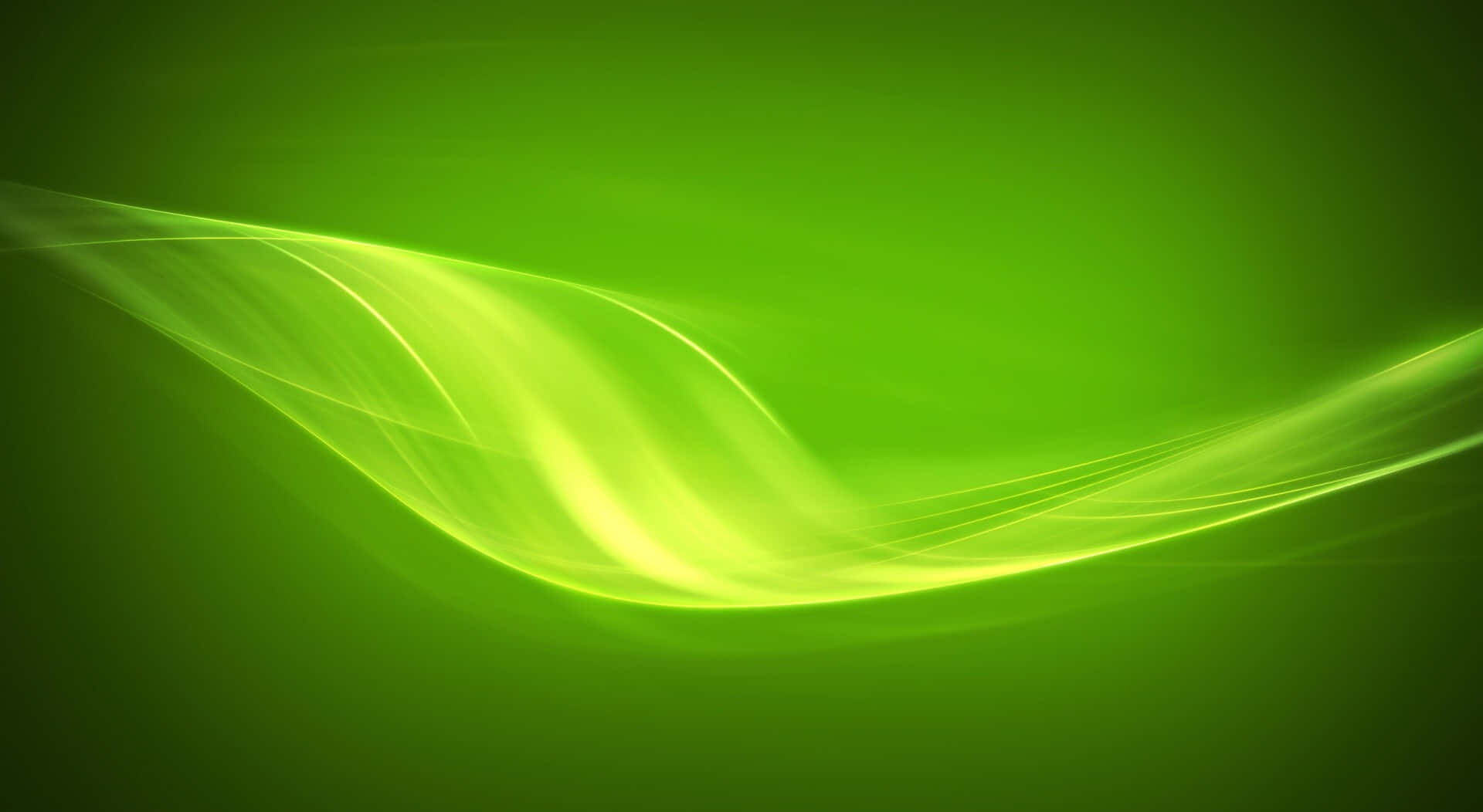 Lime Green 桌布 壁紙 — 充滿活力的霓虹綠色光波優雅地流過漸變綠色背景，營造出動態的抽象運動。