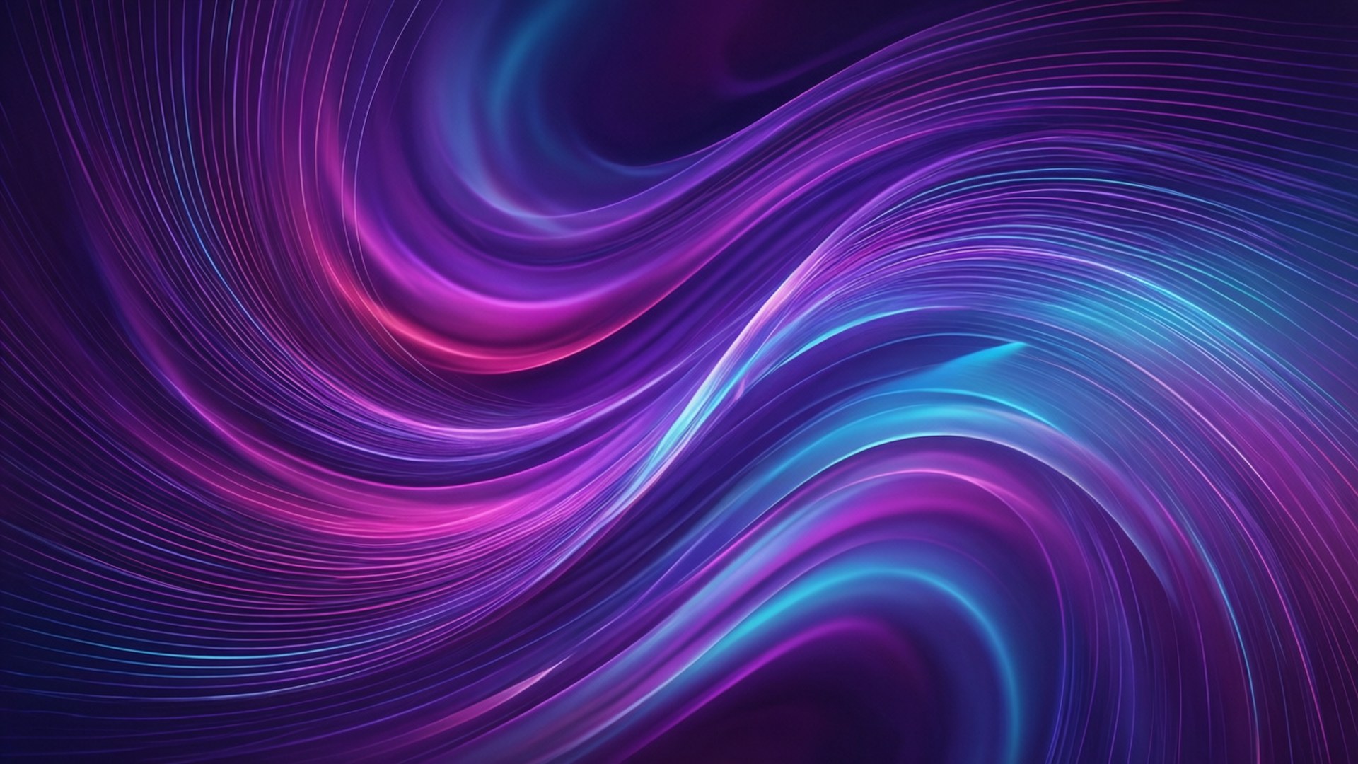 Swirling Gradients 壁紙 — 充滿活力的霓虹紫色和藍色光條在黑暗背景上動態旋轉，形成迷人的數位抽象圖案。
