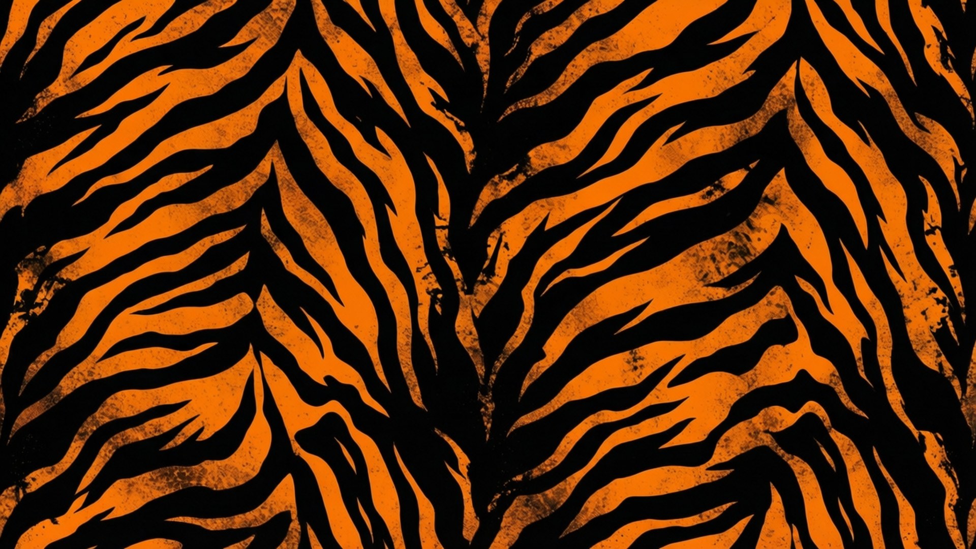Tiger Stripe Camo 壁紙 — 充滿活力的橙色和黑色老虎條紋圖案，帶有紋理筆觸效果。